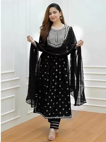 Royal Ethnic Comfort Rayon Naira Cut Kurta Pant Dupatta Set for Women | Elegant Stylish Designer Ethnic Wear Outfit - Royal Ethnic