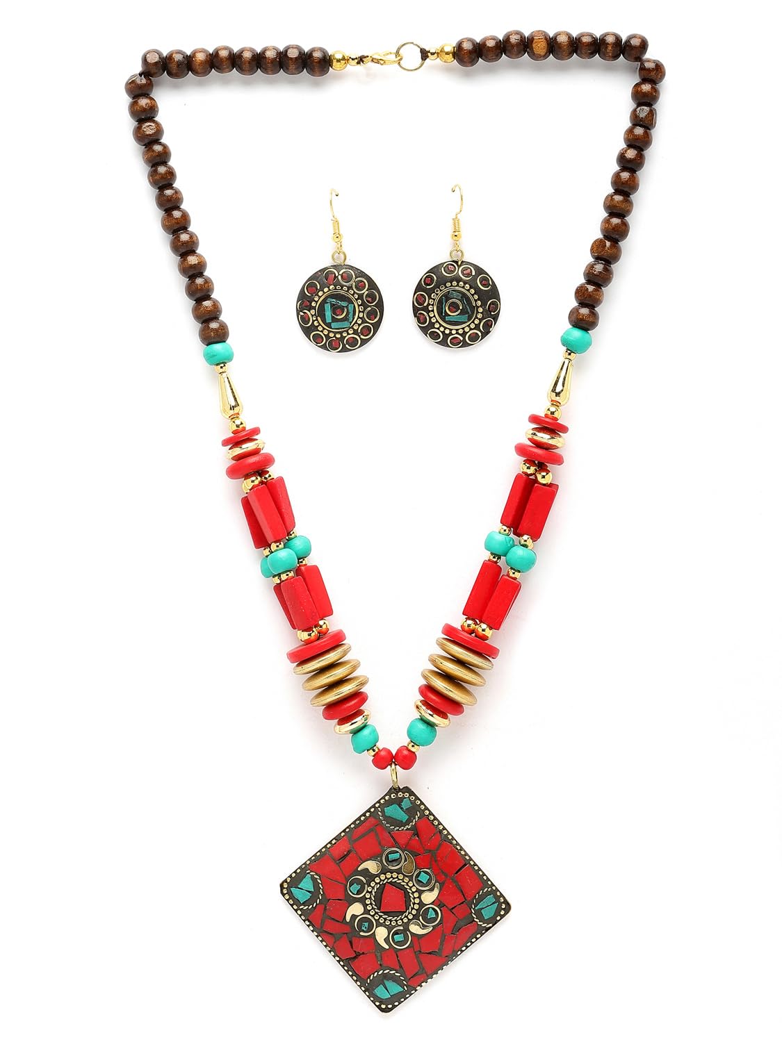 Royal Ethnic | Women's Tibetan Pendant Necklace Set | Traditional Oxidised Finish | Stylish Ethnic Jewellery | Festive - Royal Ethnic