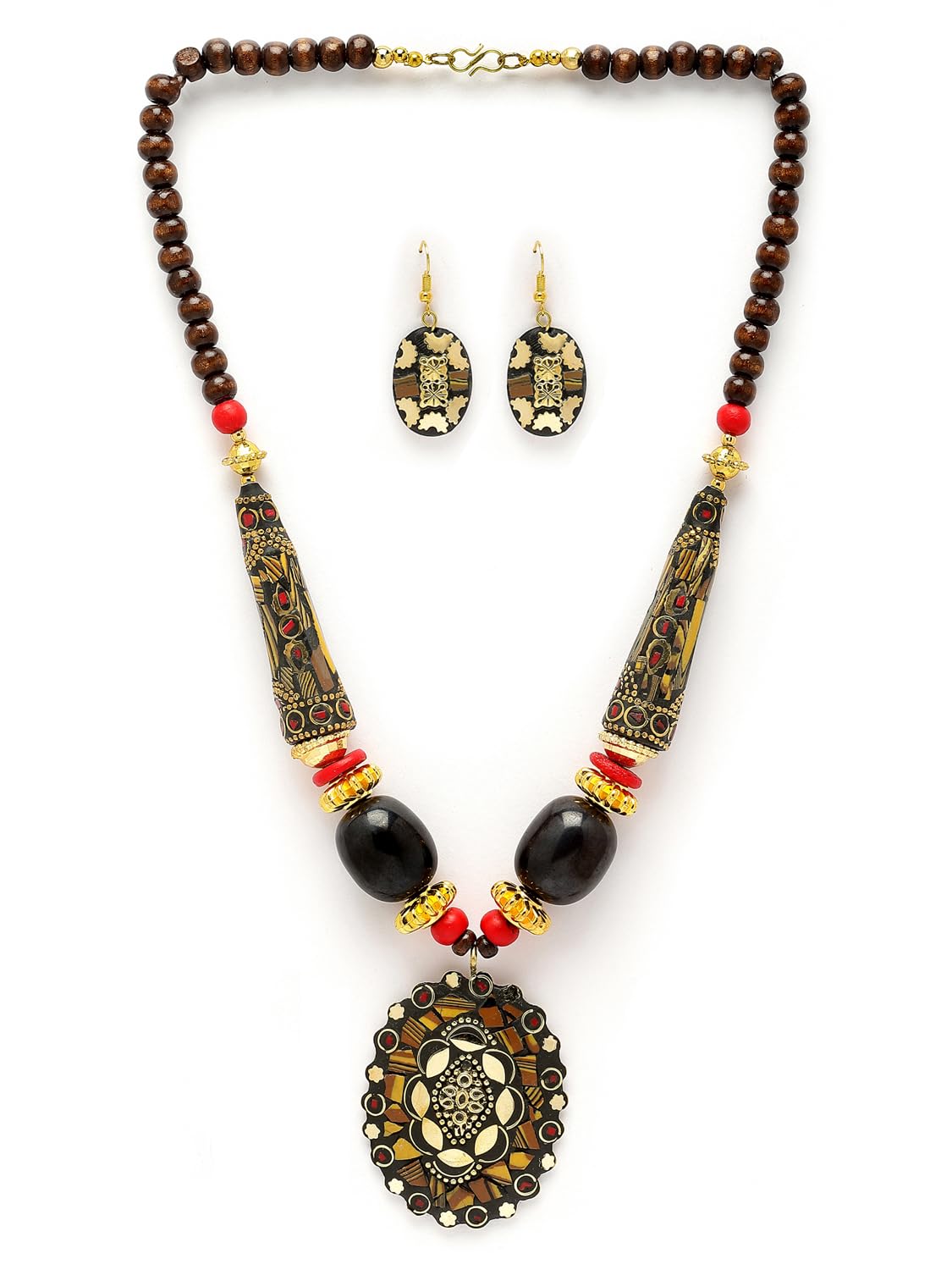 Royal Ethnic | Women's Tibetan Pendant Necklace Set | Traditional Oxidised Finish | Stylish Ethnic Jewellery | Festive - Royal Ethnic