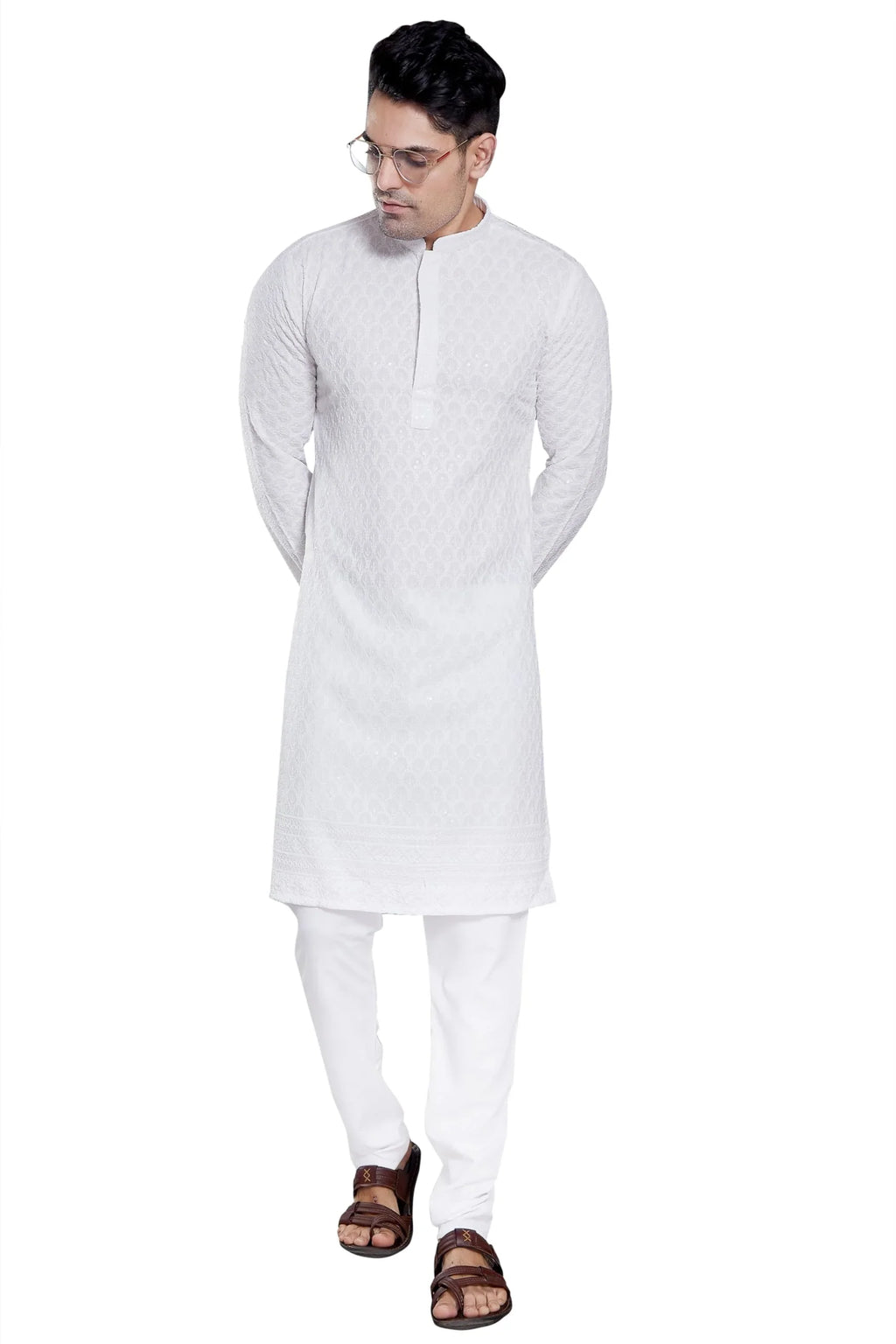 Royal Ethnic Men's Stylish Embroidered Cotton Kurta Pyjama Set | Exclusive Elegant Party Wear Outfit - Royal Ethnic