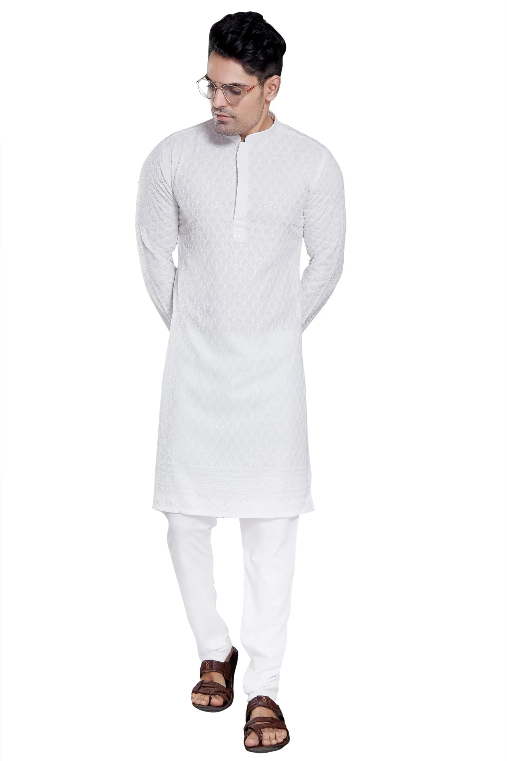 Royal Ethnic Men's Stylish Embroidered Cotton Kurta Pyjama Set | Exclusive Elegant Party Wear Outfit - Royal Ethnic