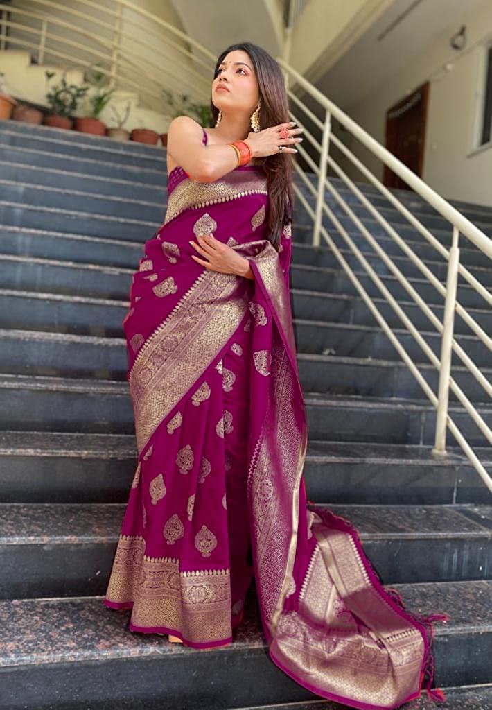 Royal Ethnic | Women's Kanjivaram Art Silk Saree | Soft Banarasi Style | With Blouse Piece | Wedding Wear | Elegant Drape - Royal Ethnic