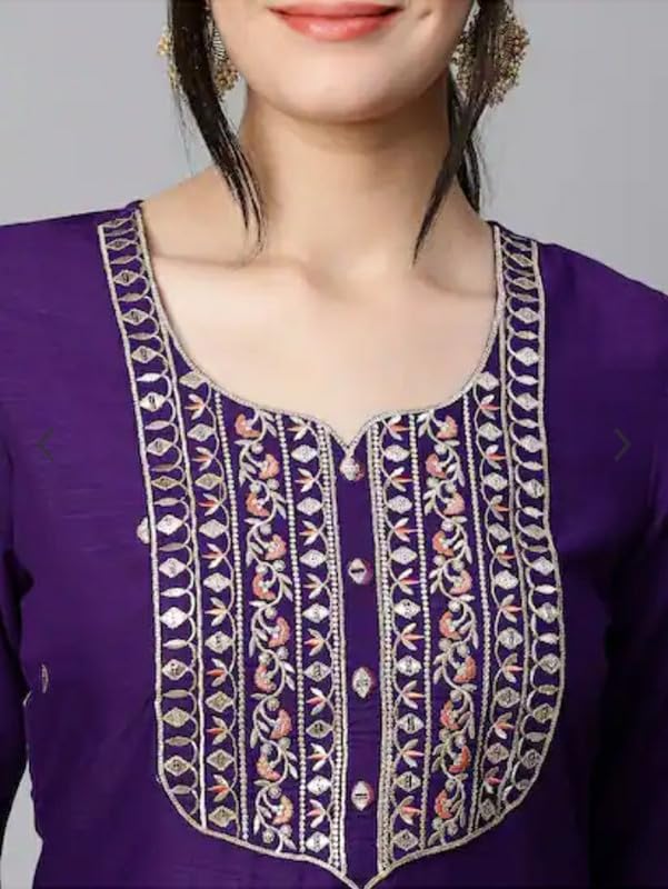 Royal Ethnic Women's Embroidered Rayon Slub Kurta Set with Dupatta Elegant Stylish Ethnic Wear Outfit Dress - Royal Ethnic