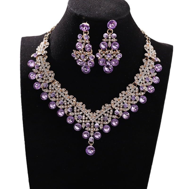 Royal Ethnic | Women's Crystal Diamond Necklace Set | Stylish Wedding Jewellery | Silver Plated | Party Wear | Elegant - Royal Ethnic