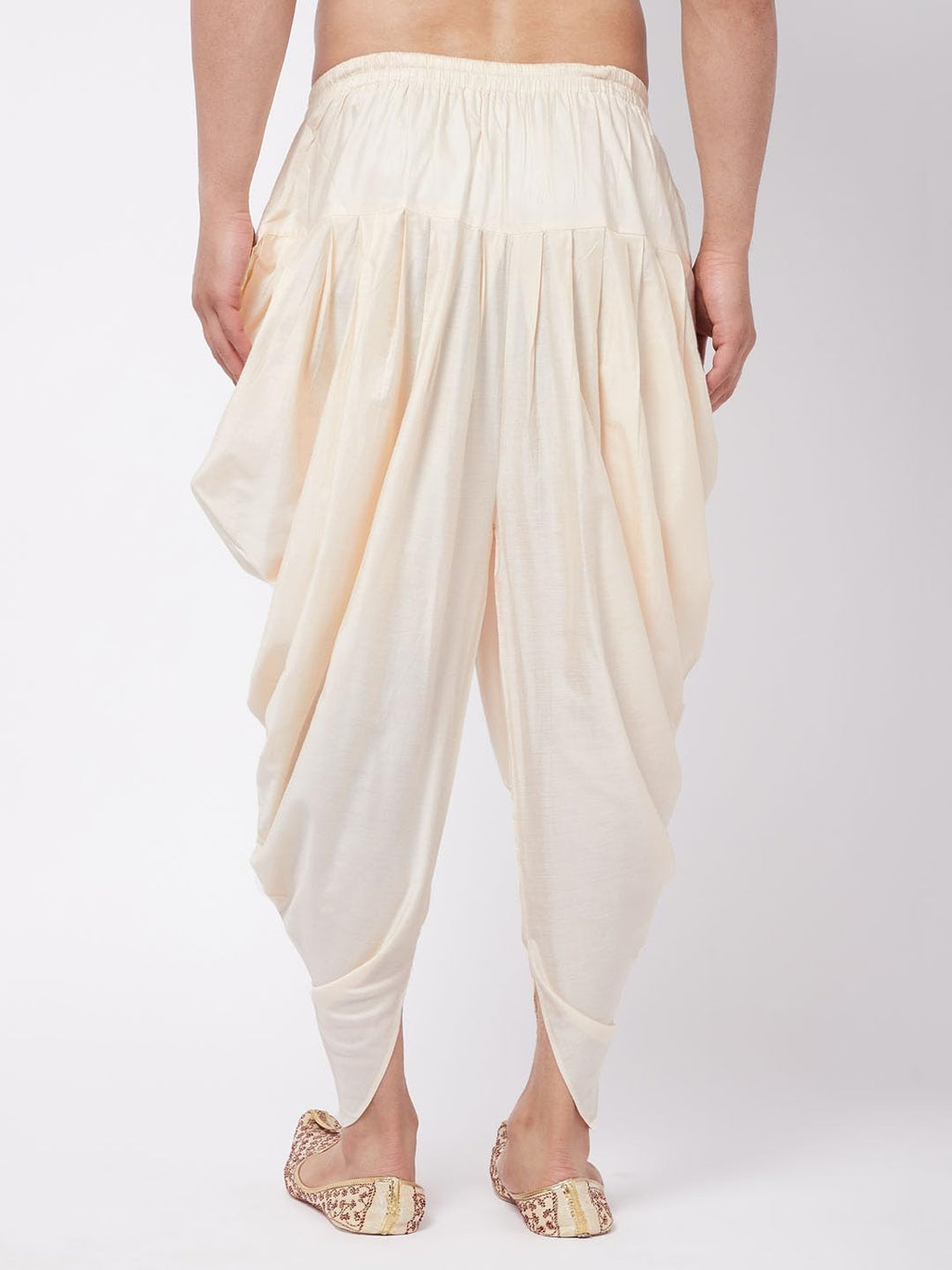 Royal Ethnic | Men's Cotton Silk Dhoti Pant | White Color | Mid Rise | Regular Fit | Pre-Stitched | Festive & Elegant - Royal Ethnic