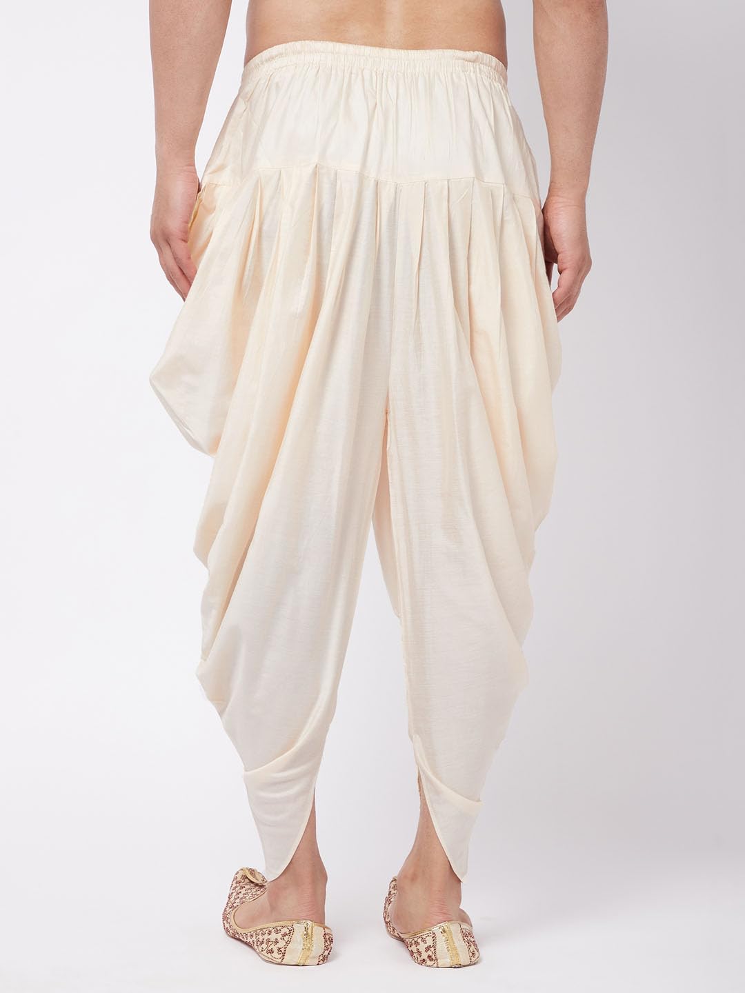 Royal Ethnic | Men's Cotton Silk Dhoti Pant | White Color | Mid Rise | Regular Fit | Pre-Stitched | Festive & Elegant - Royal Ethnic