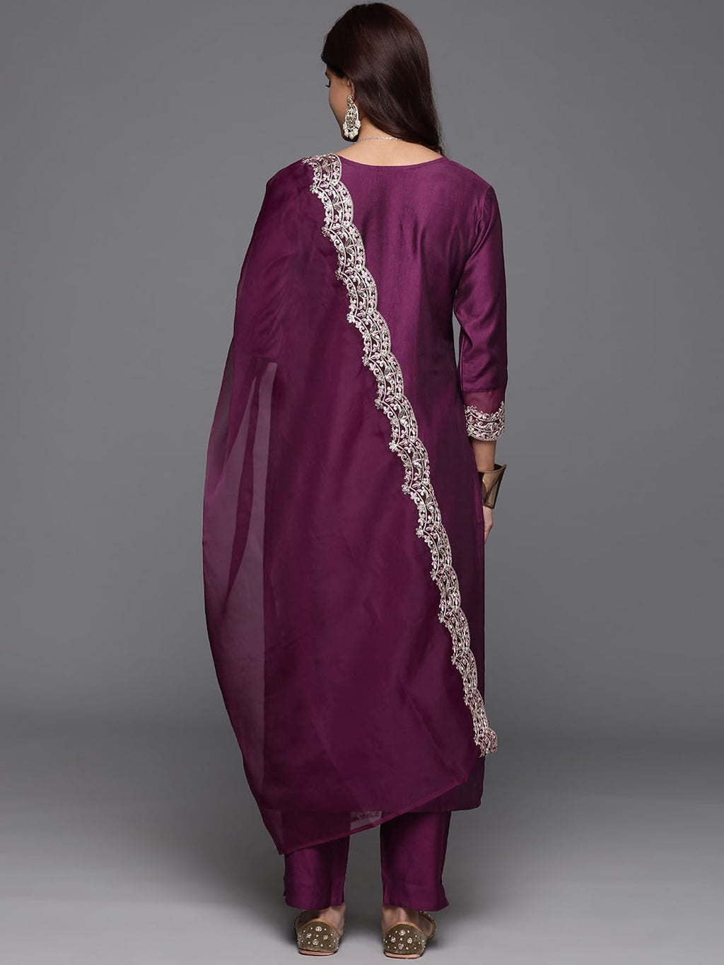 Royal Ethnic | Women's Viscose Embroidered Kurta Pant Dupatta Set | Straight Fit | 3/4 Sleeves | Festive & Elegant Wear - Royal Ethnic