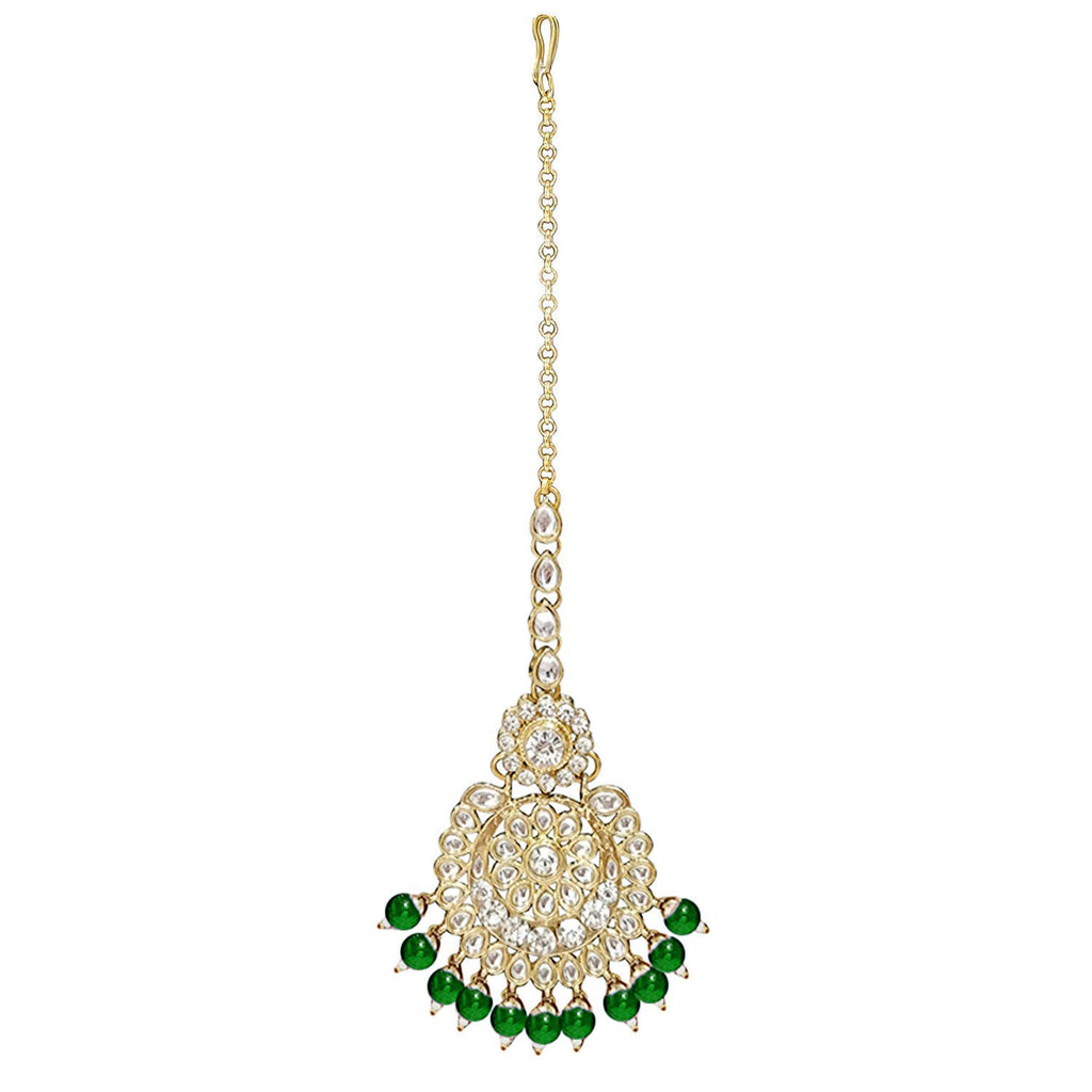 Royal Ethnic Traditional 18K Gold Plated Kundan & Pearl Studded Bridal Choker Necklace Set with Earrings & Maang Tikka - Royal Ethnic