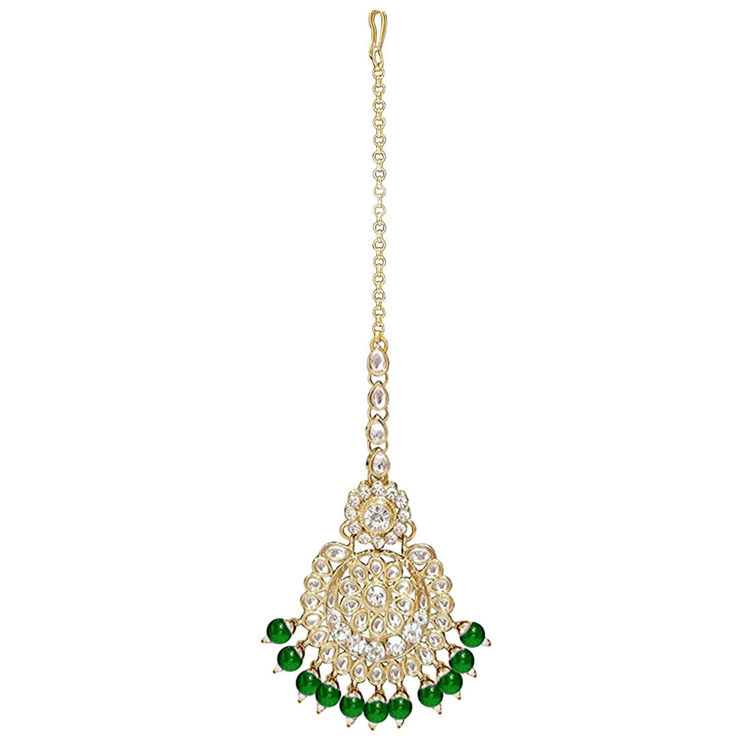 Royal Ethnic Traditional 18K Gold Plated Kundan & Pearl Studded Bridal Choker Necklace Set with Earrings & Maang Tikka - Royal Ethnic