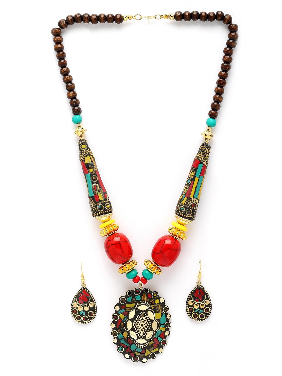 Royal Ethnic | Women's Tibetan Pendant Necklace Set | Traditional Oxidised Finish | Stylish Ethnic Jewellery | Festive - Royal Ethnic