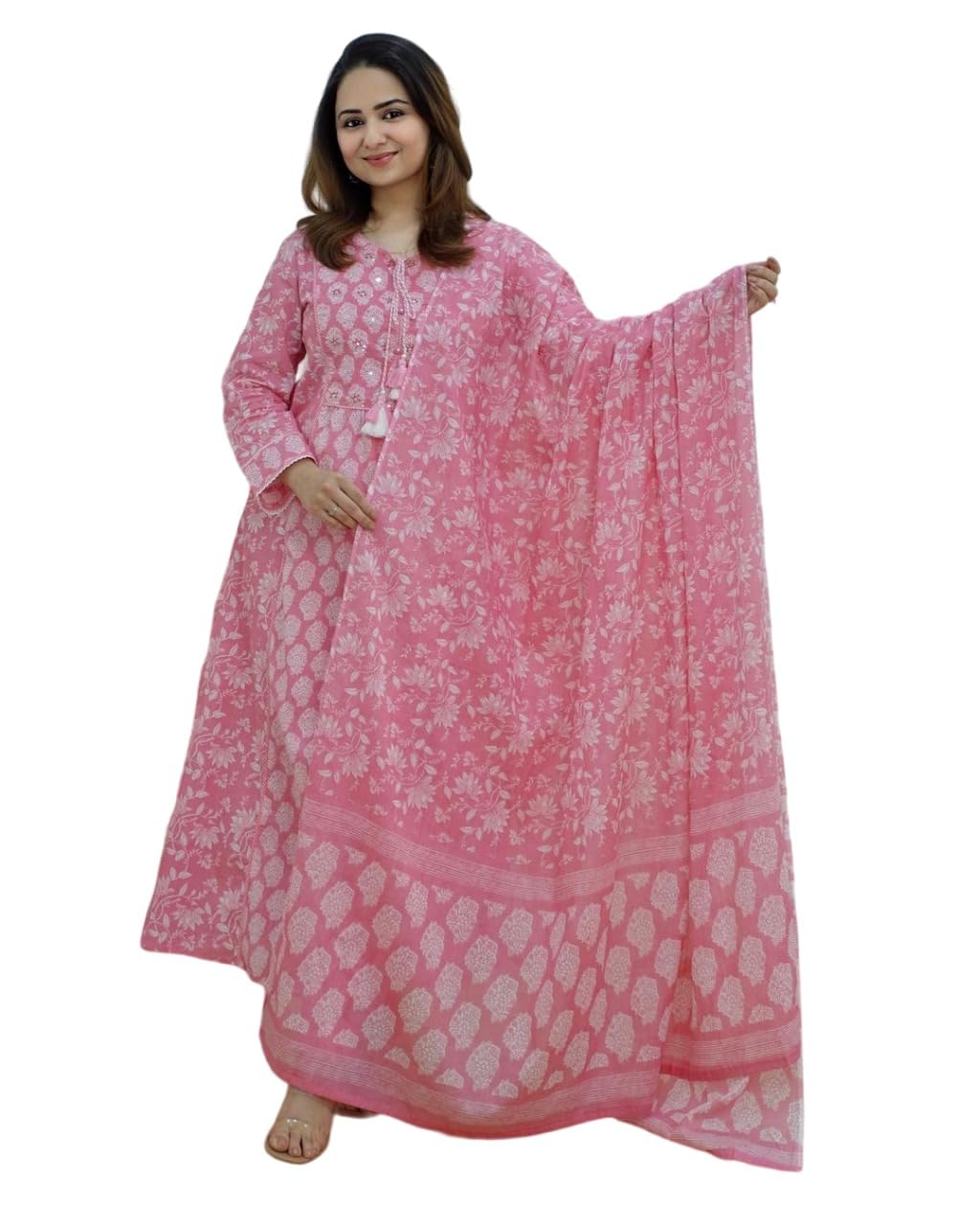 Royal Ethnic Women Anarkali Kurta with Pant Duppta Set Elegant Stylish Designer Ethnic Wear Collection Outfit - Royal Ethnic