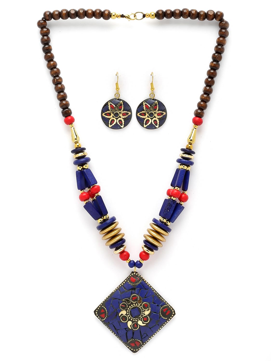 Royal Ethnic | Women's Tibetan Pendant Necklace Set | Traditional Oxidised Finish | Stylish Ethnic Jewellery | Festive - Royal Ethnic