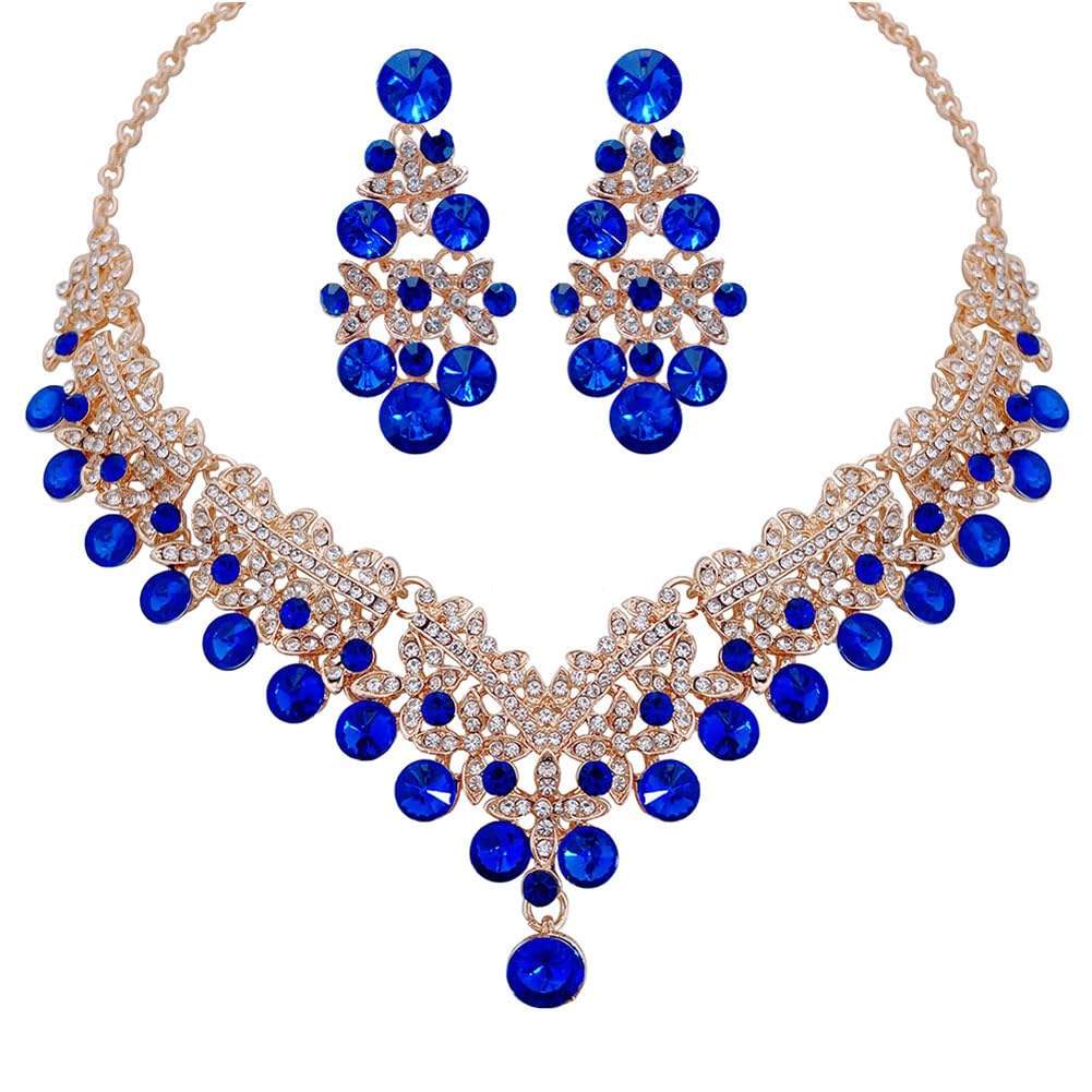 Royal Ethnic | Women's Crystal Diamond Necklace Set | Stylish Wedding Jewellery | Silver Plated | Party Wear | Elegant - Royal Ethnic