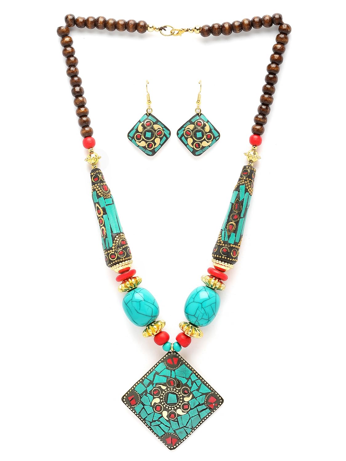 Royal Ethnic | Women's Tibetan Pendant Necklace Set | Traditional Oxidised Finish | Stylish Ethnic Jewellery | Festive - Royal Ethnic