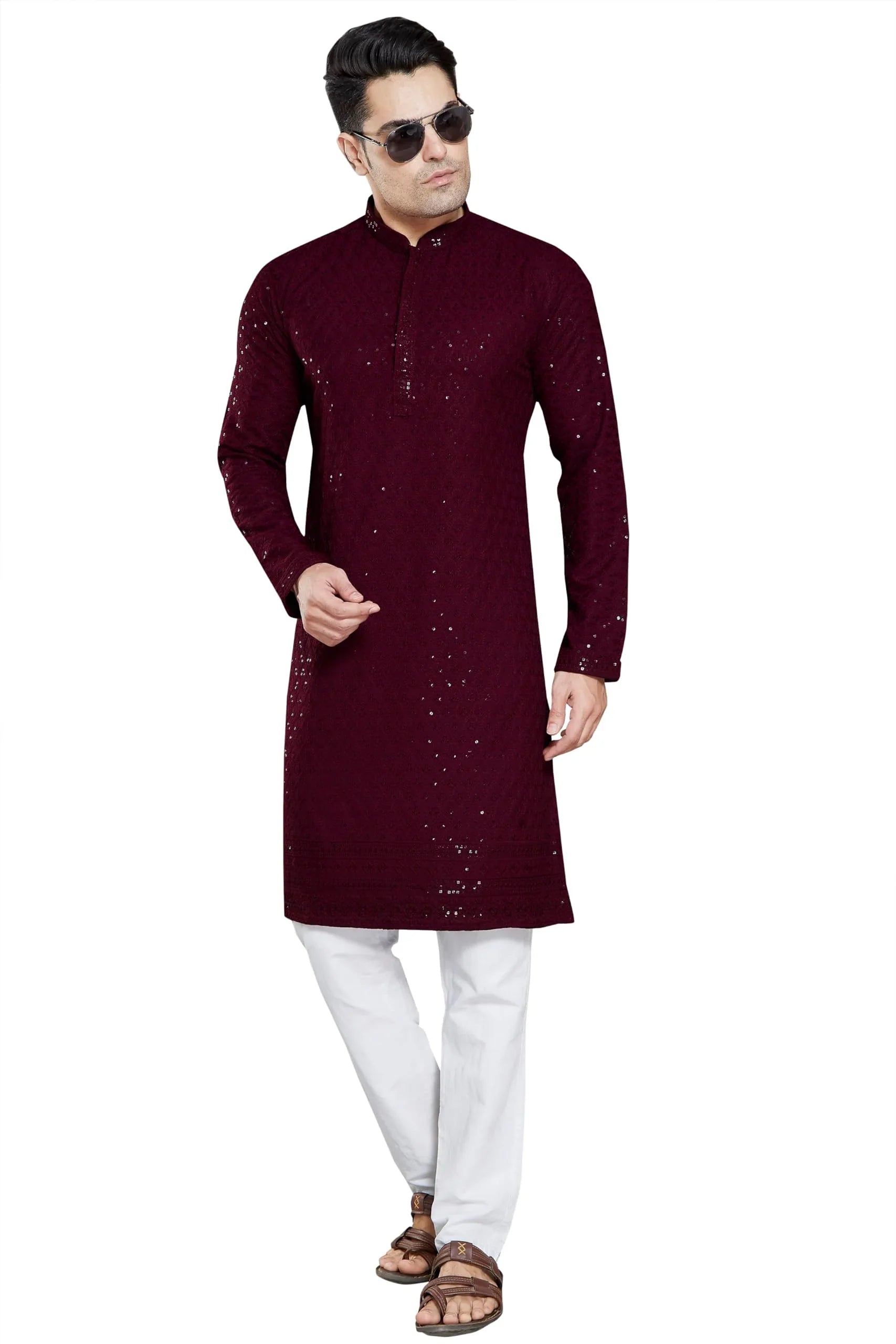 Royal Ethnic Men's Stylish Embroidered Cotton Kurta Pyjama Set | Exclusive Elegant Party Wear Outfit - Royal Ethnic