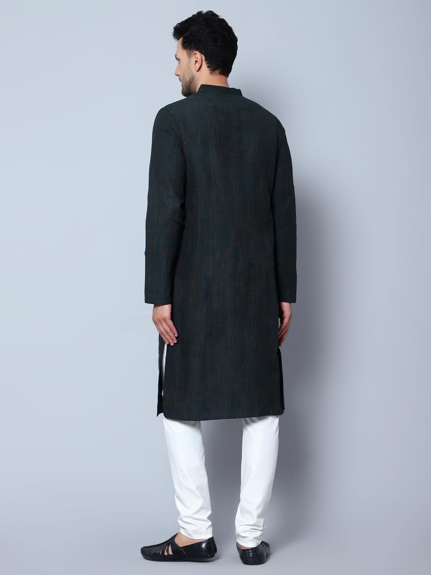 Royal Ethnic | Men's Cotton Textured Long Kurta | Full Sleeves | Regular Fit | Casual Ethnic Wear | Contemporary Charm - Royal Ethnic