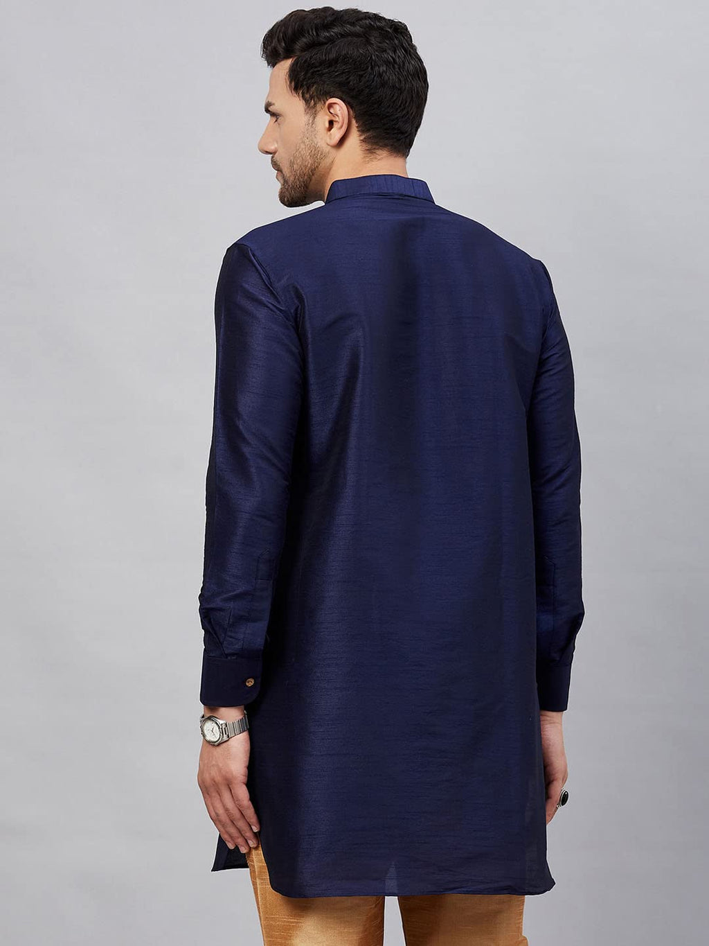 Vastramay Men's Silk Blend South Indian Ethnic Shirt – Traditional Half-Sleeve Shirt for Festive, Wedding & Casual Wear