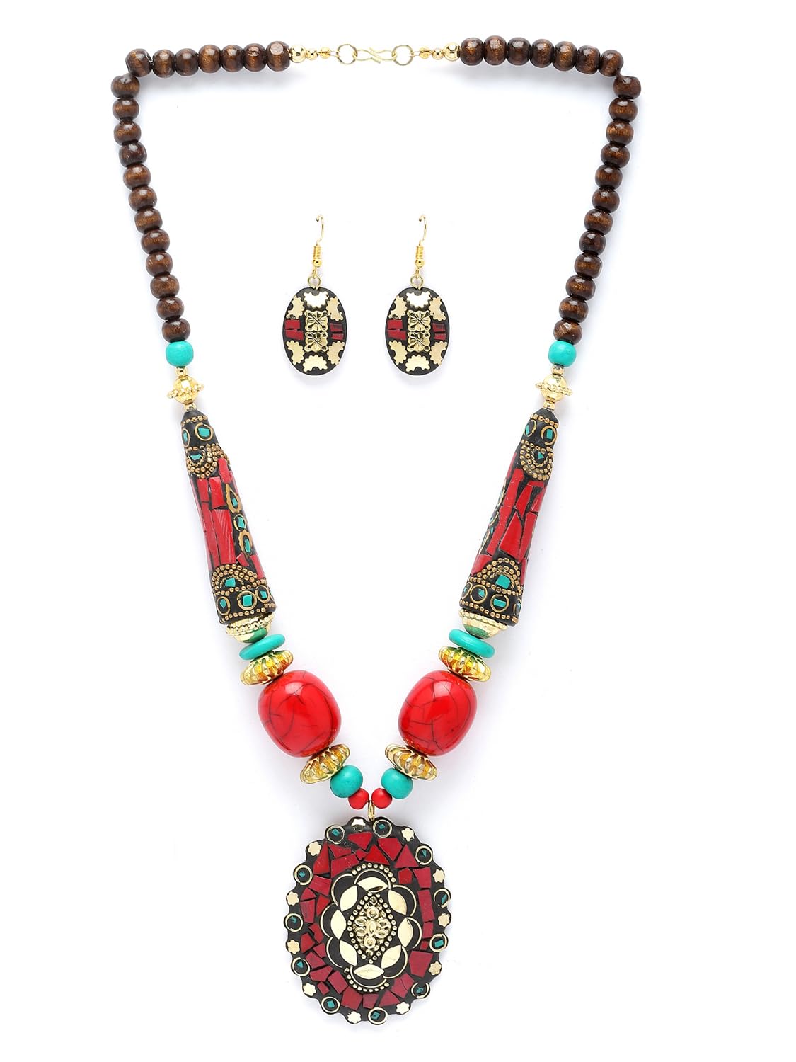 Royal Ethnic | Women's Tibetan Pendant Necklace Set | Traditional Oxidised Finish | Stylish Ethnic Jewellery | Festive - Royal Ethnic