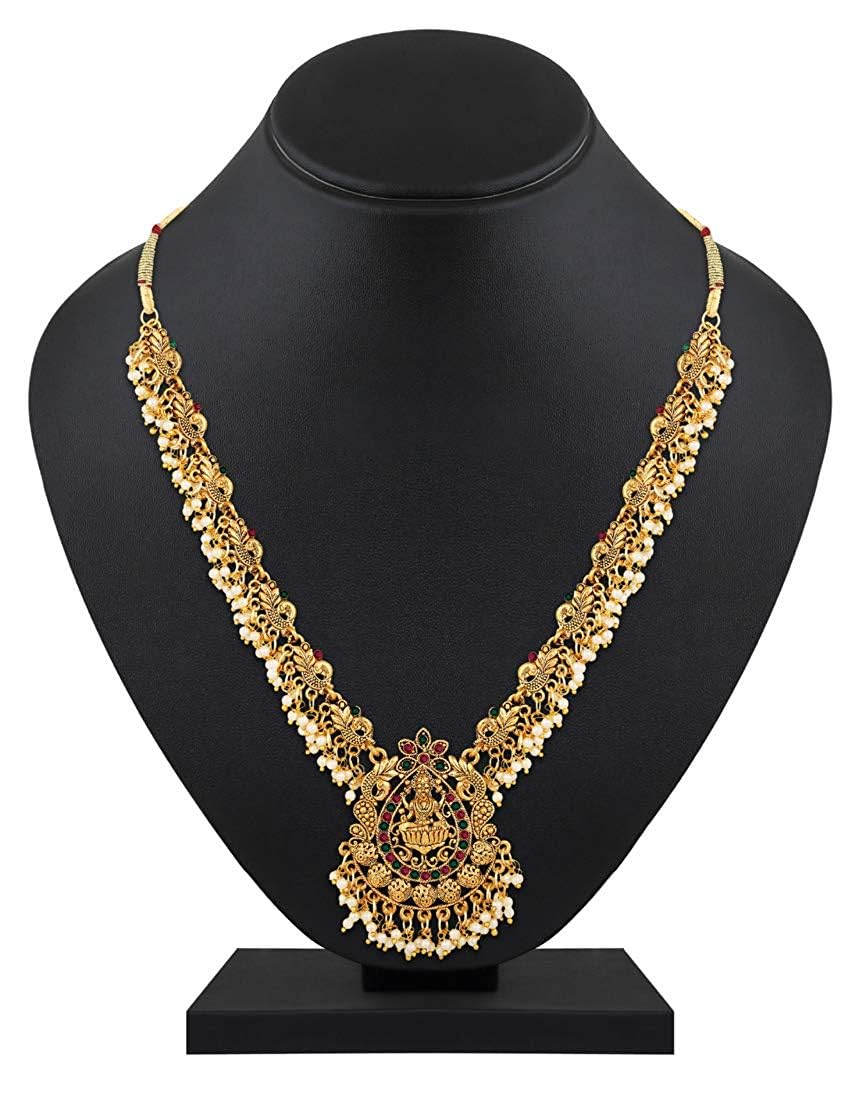 Royal Ethnic | Women's Pearl Choker Temple Necklace Set | 22k Gold Plated | Traditional Festive Wear | Wedding Style - Royal Ethnic
