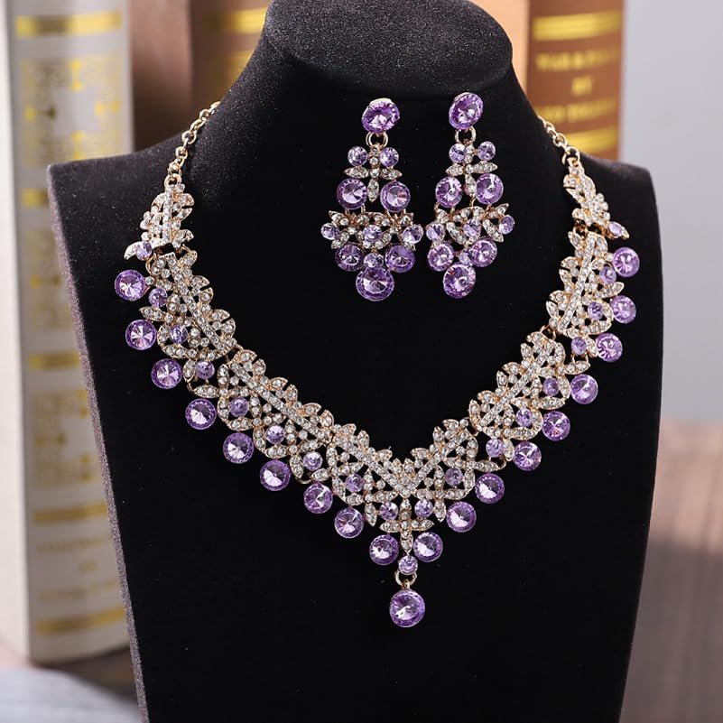 Royal Ethnic | Women's Crystal Diamond Necklace Set | Stylish Wedding Jewellery | Silver Plated | Party Wear | Elegant - Royal Ethnic
