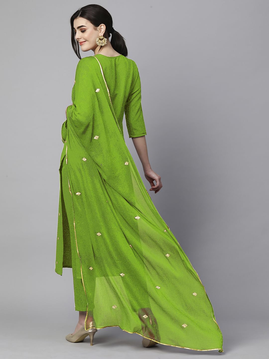 Royal Ethnic Womens Cotton Blend Embroidered Kurta Set with Pant Dupatta Elegants Calf Length Ethnic Outfit Dress - Royal Ethnic