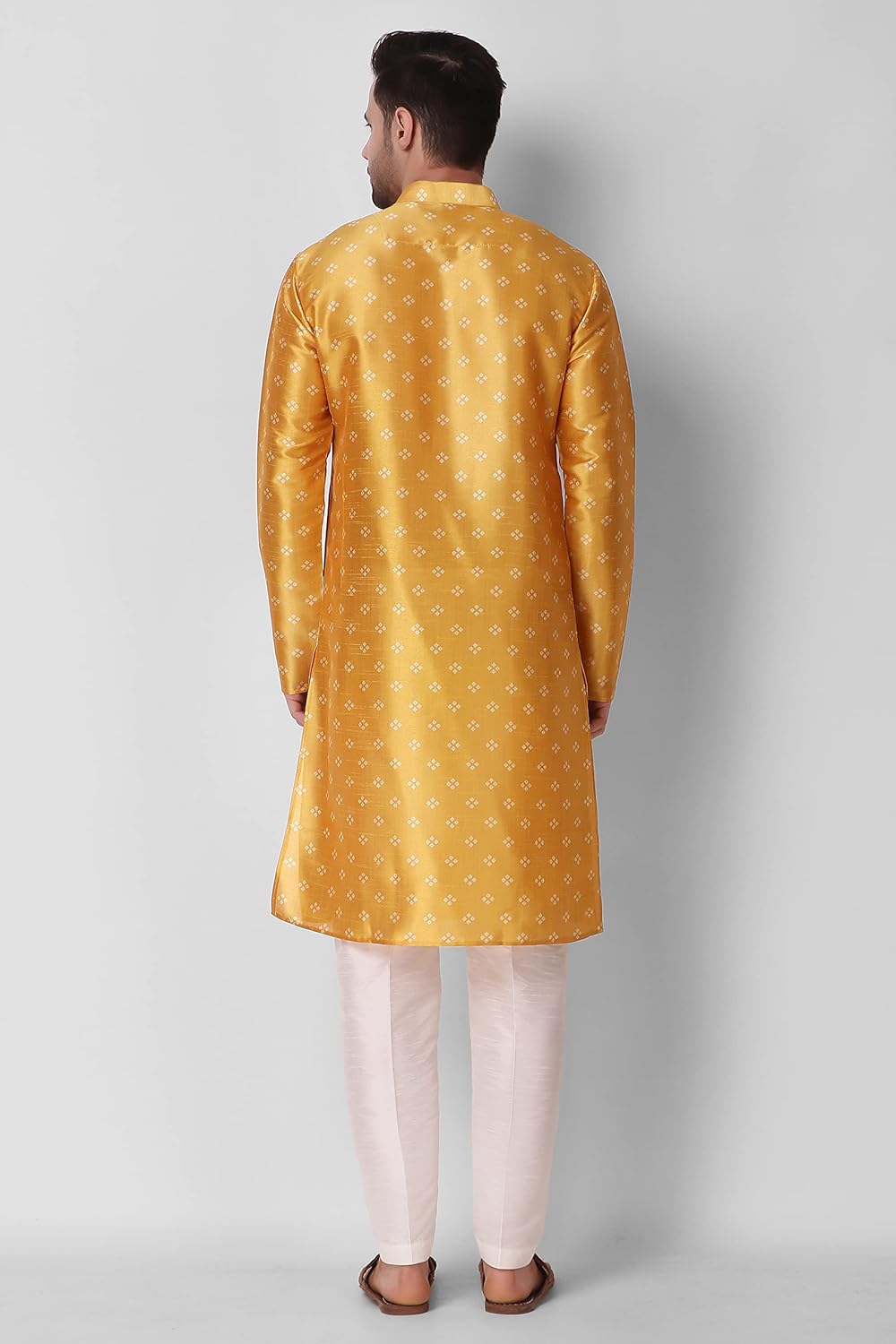 Royal Ethnic | Men's Printed Art Silk Kurta | Square Digital Print | Full Sleeves | Festive & Wedding Wear | Elegant Fit - Royal Ethnic