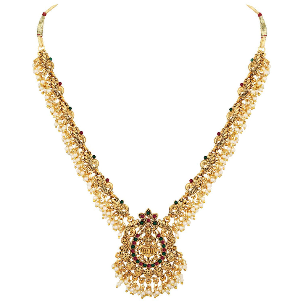 Royal Ethnic | Women's Pearl Choker Temple Necklace Set | 22k Gold Plated | Traditional Festive Wear | Wedding Style - Royal Ethnic