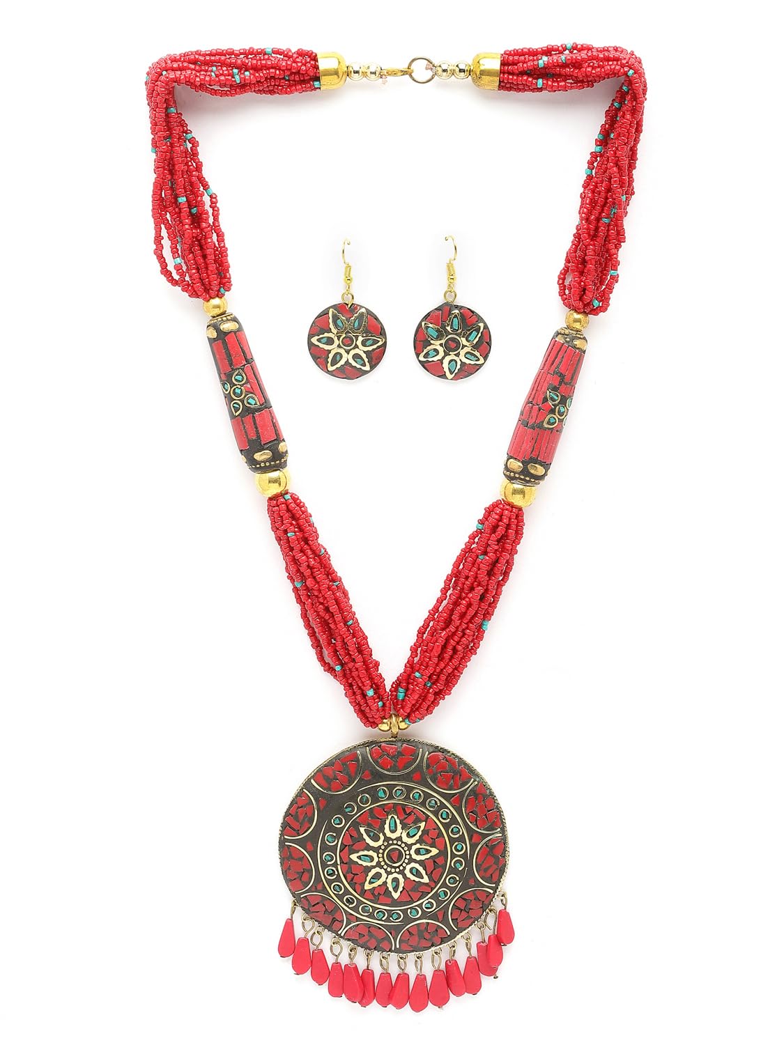 Royal Ethnic | Women's Tibetan Pendant Necklace Set | Traditional Oxidised Finish | Stylish Ethnic Jewellery | Festive - Royal Ethnic