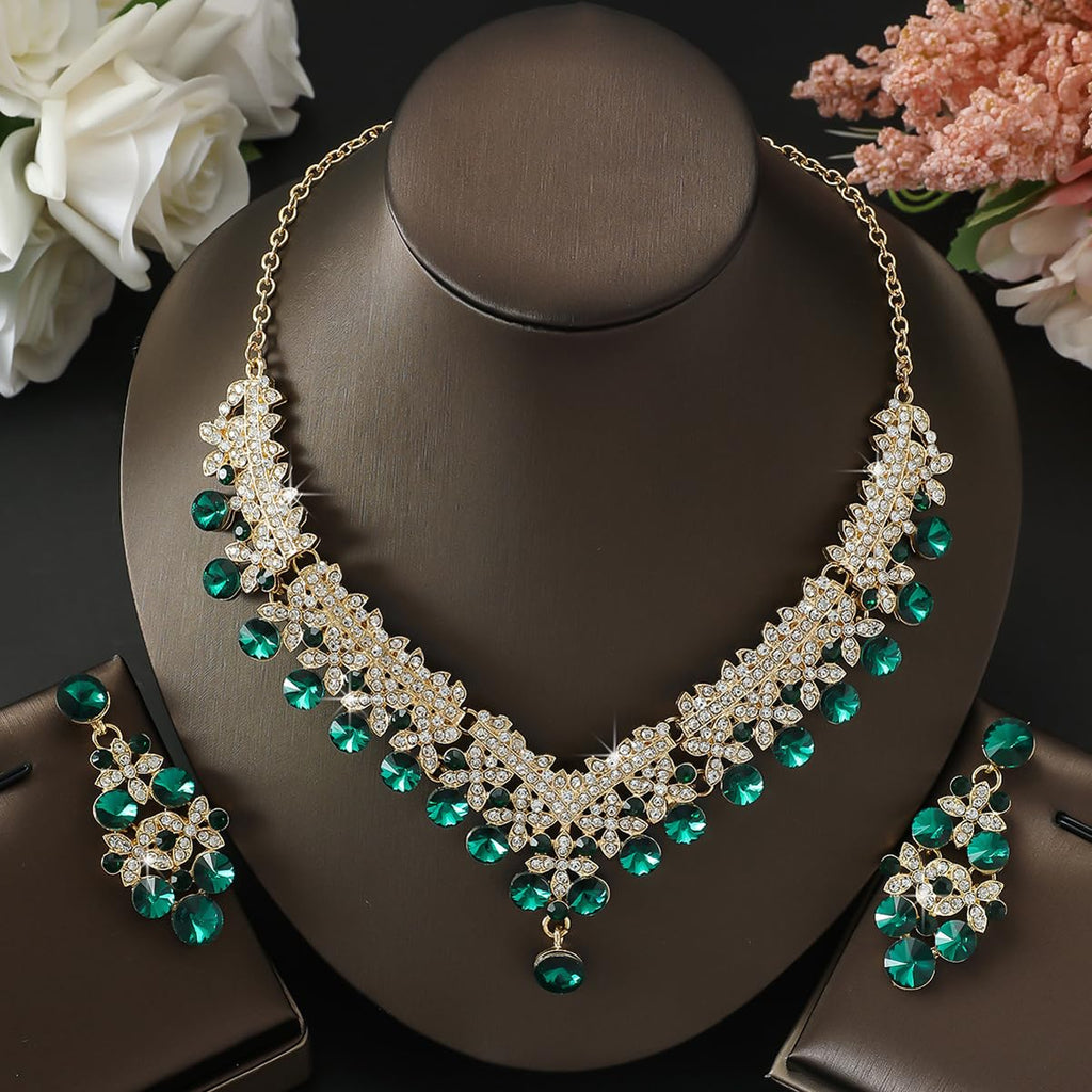 Royal Ethnic | Women's Crystal Diamond Necklace Set | Stylish Wedding Jewellery | Silver Plated | Party Wear | Elegant - Royal Ethnic
