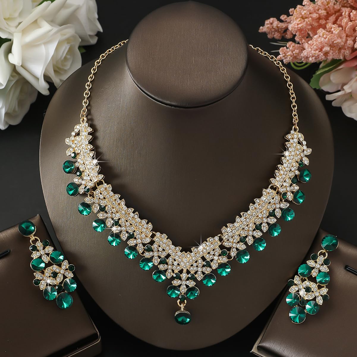Royal Ethnic | Women's Crystal Diamond Necklace Set | Stylish Wedding Jewellery | Silver Plated | Party Wear | Elegant - Royal Ethnic