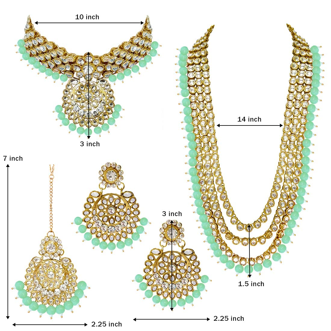 Royal Ethnic Traditional 18K Gold Plated Kundan & Pearl Studded Bridal Choker Necklace Set with Earrings & Maang Tikka - Royal Ethnic