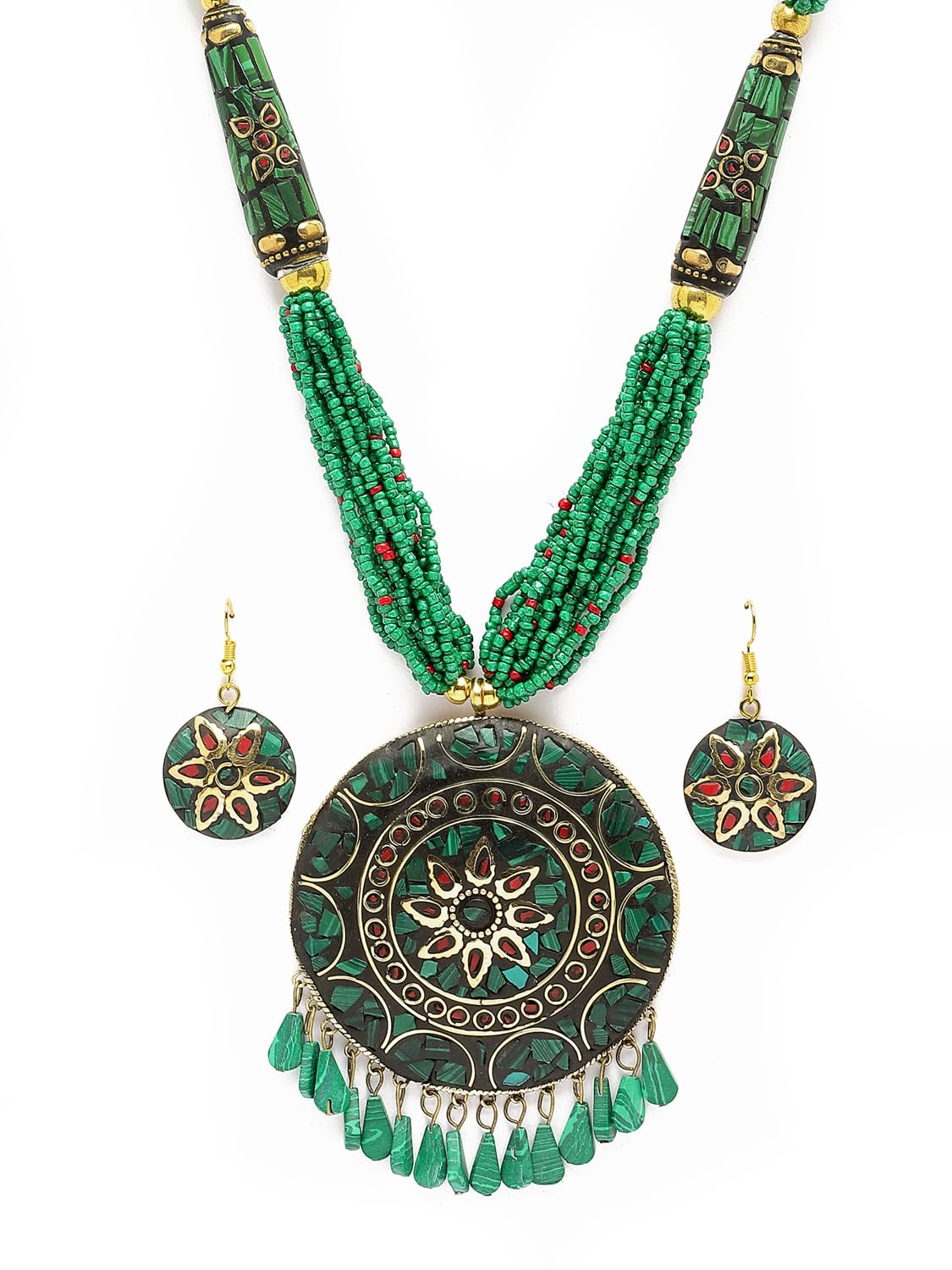 Royal Ethnic | Women's Tibetan Pendant Necklace Set | Traditional Oxidised Finish | Stylish Ethnic Jewellery | Festive - Royal Ethnic