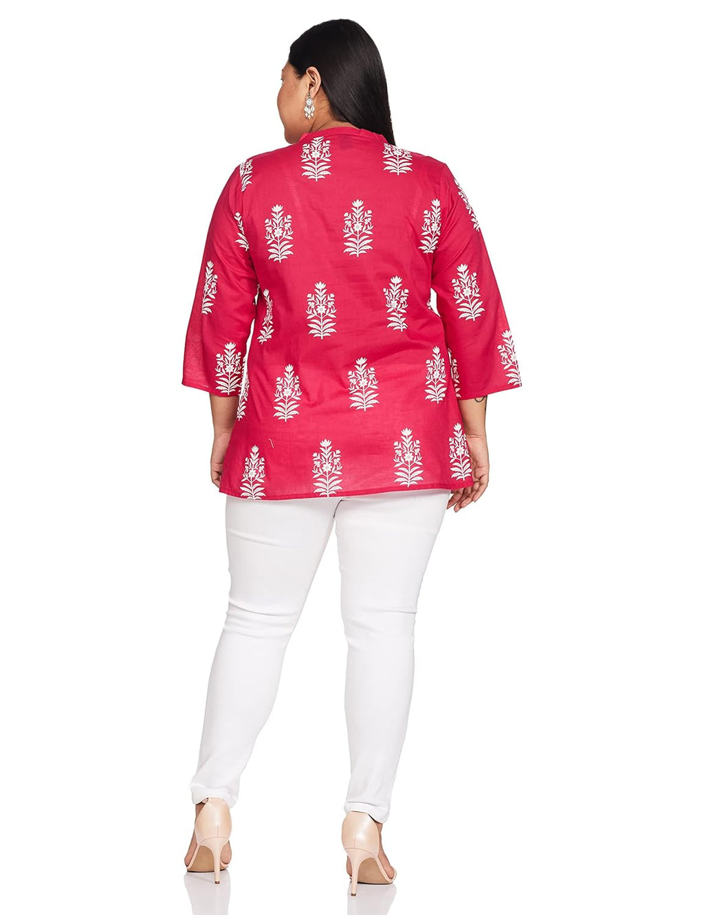 Amazon Brand - Myx Women's Cotton Printed A-line Short Kurti | Available in Plus Size