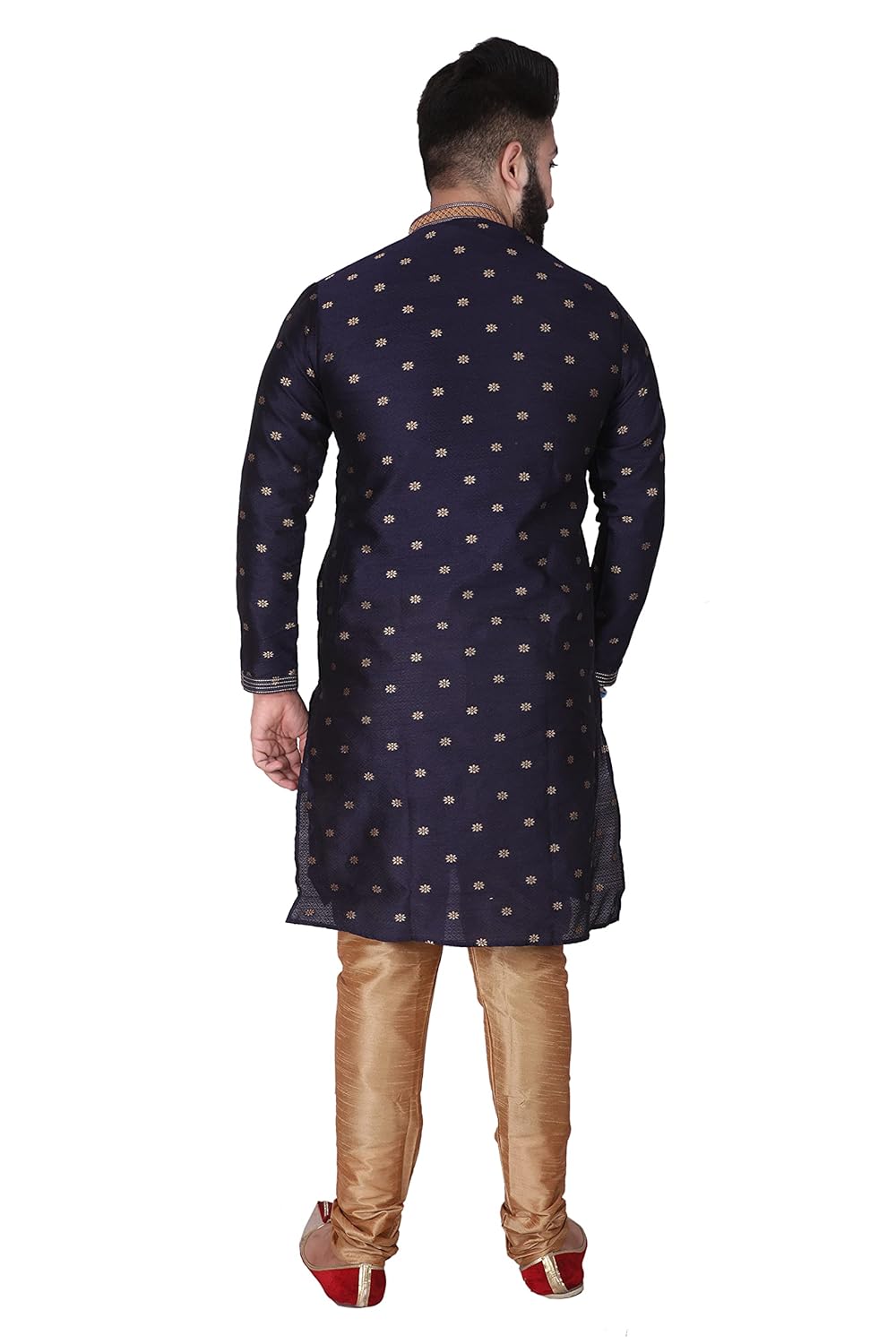 Royal Ethnic | Men's Silk Printed Kurta Churidar Set | Elegant Motifs | Full Sleeves | Festive & Wedding Wear | Classic - Royal Ethnic