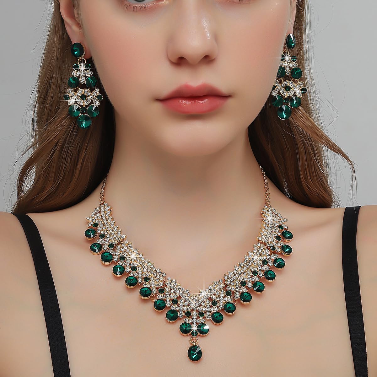 Royal Ethnic | Women's Crystal Diamond Necklace Set | Stylish Wedding Jewellery | Silver Plated | Party Wear | Elegant - Royal Ethnic