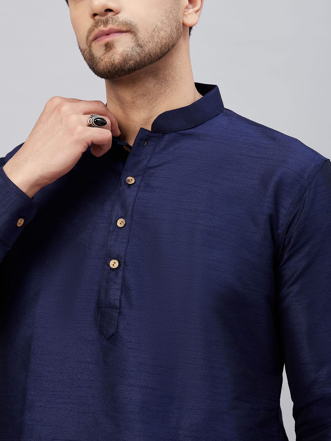 Vastramay Men's Silk Blend South Indian Ethnic Shirt – Traditional Half-Sleeve Shirt for Festive, Wedding & Casual Wear