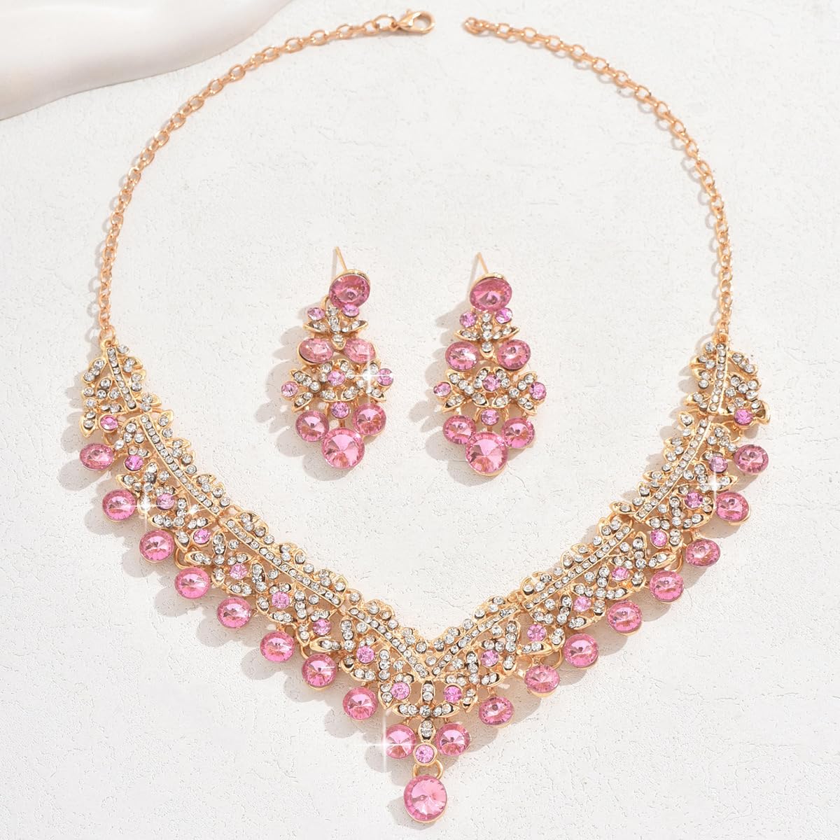 Royal Ethnic | Women's Crystal Diamond Necklace Set | Stylish Wedding Jewellery | Silver Plated | Party Wear | Elegant - Royal Ethnic