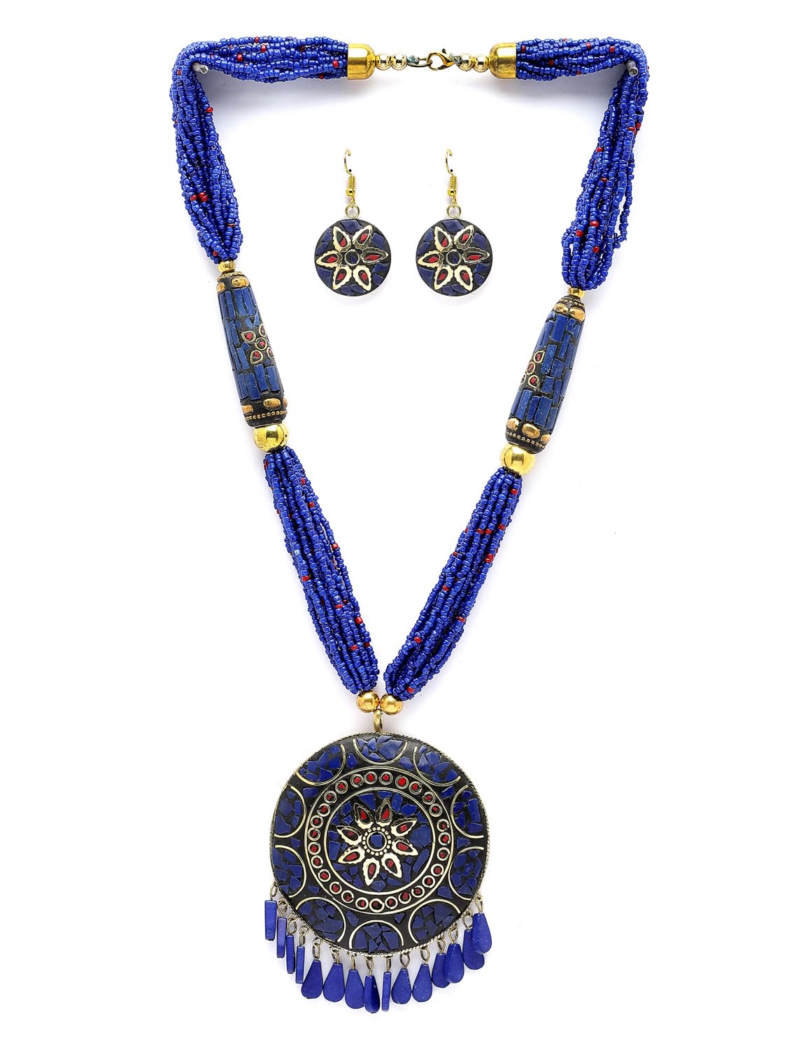 Royal Ethnic | Women's Tibetan Pendant Necklace Set | Traditional Oxidised Finish | Stylish Ethnic Jewellery | Festive - Royal Ethnic