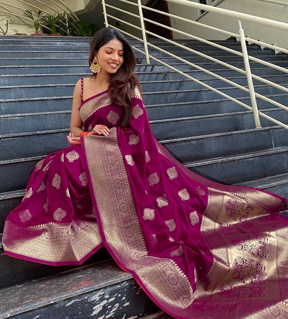 Royal Ethnic | Women's Kanjivaram Art Silk Saree | Soft Banarasi Style | With Blouse Piece | Wedding Wear | Elegant Drape - Royal Ethnic