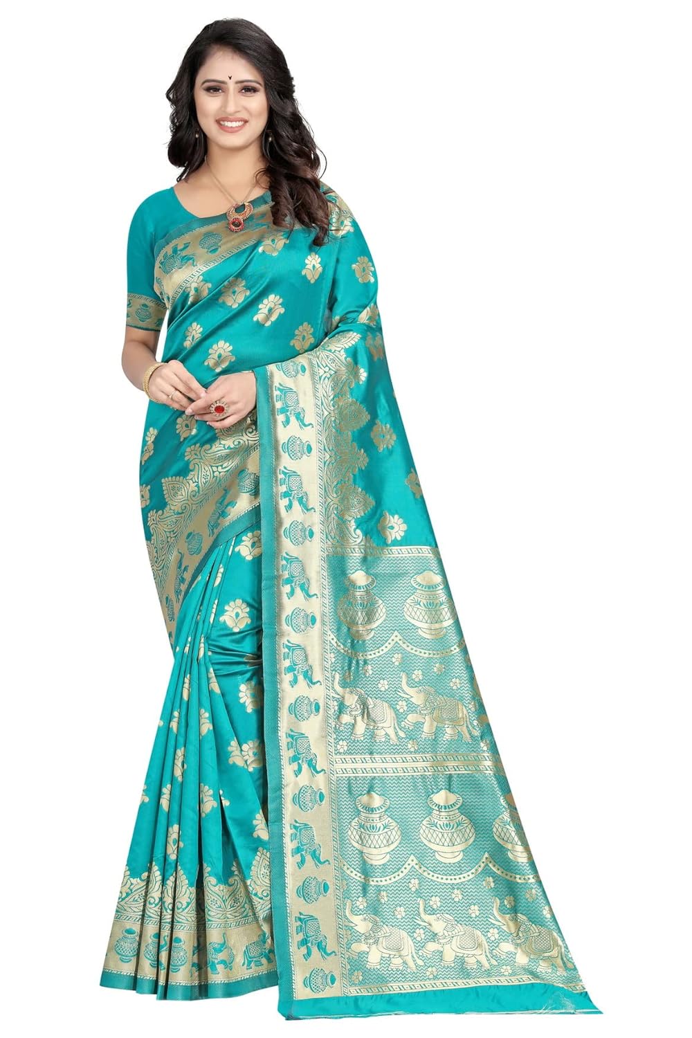 Royal Ethnic | Women's Pure Soft Kanjivaram Silk Saree | Banarasi Design | With Blouse Piece | Wedding Wear | Elegant - Royal Ethnic