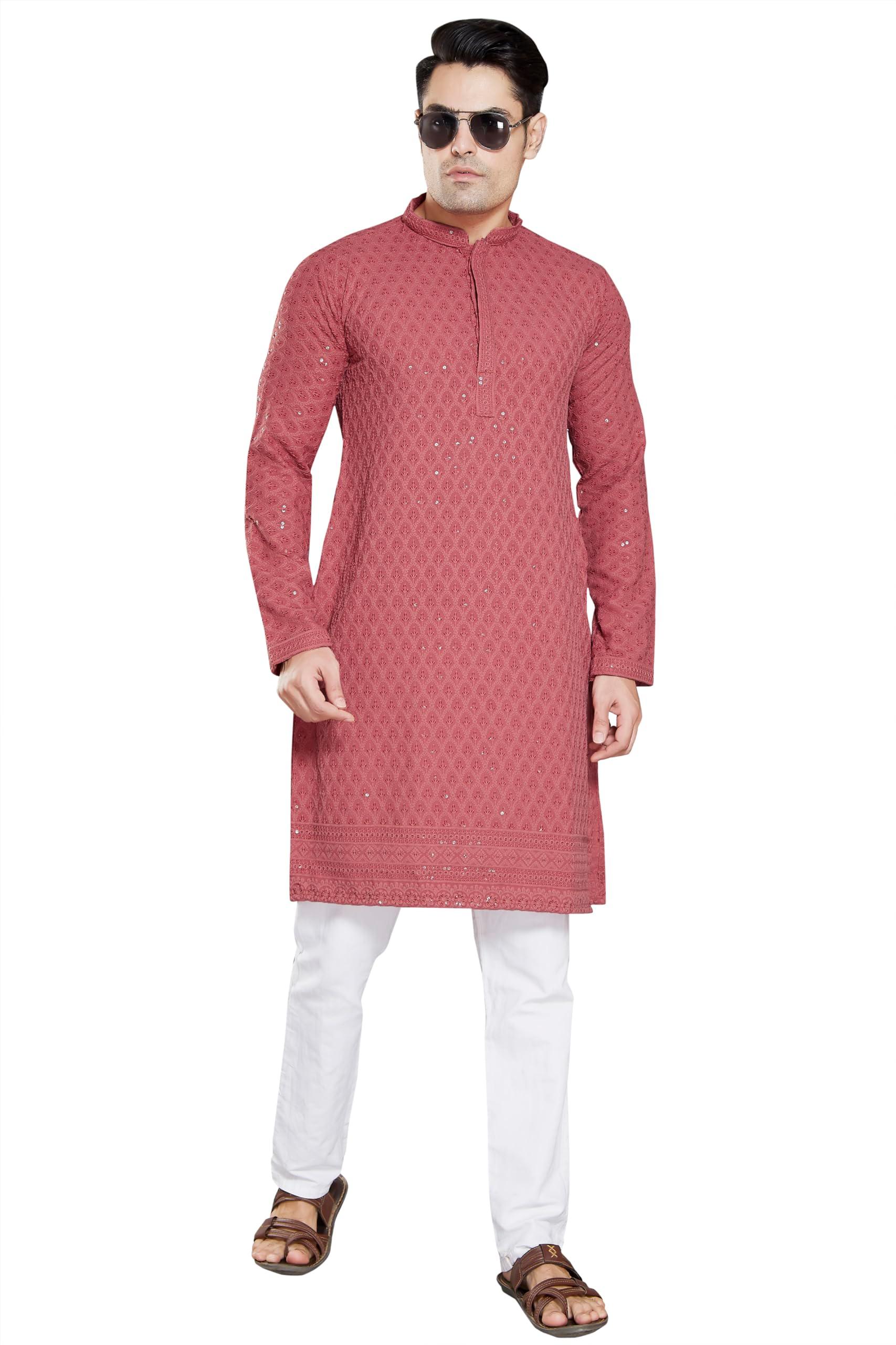 Royal Ethnic Men's Stylish Embroidered Cotton Kurta Pyjama Set | Exclusive Elegant Party Wear Outfit - Royal Ethnic