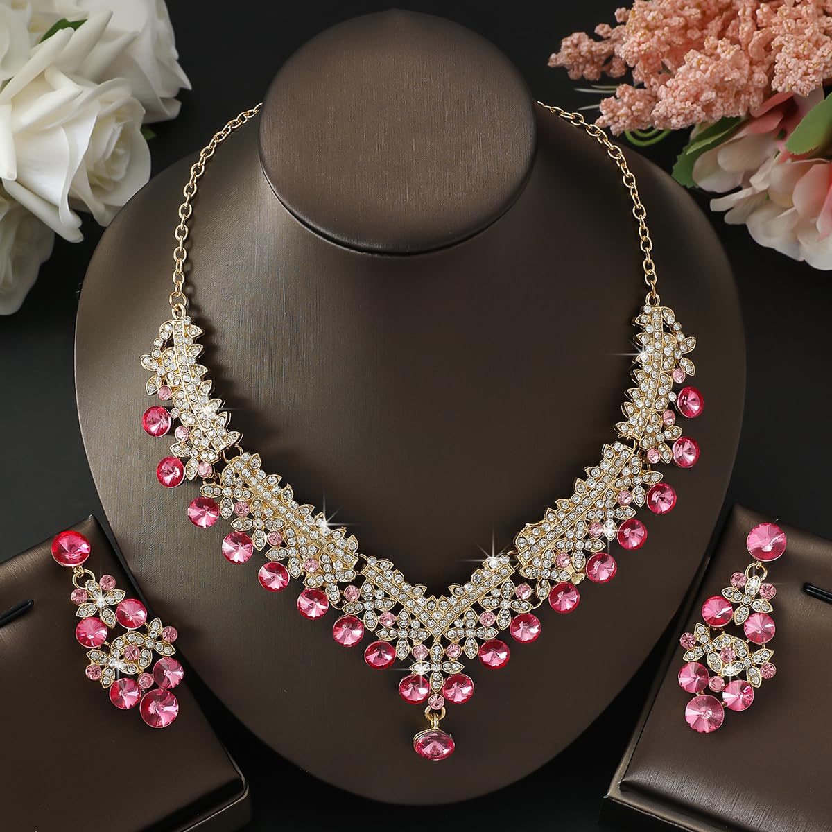 Royal Ethnic | Women's Crystal Diamond Necklace Set | Stylish Wedding Jewellery | Silver Plated | Party Wear | Elegant - Royal Ethnic