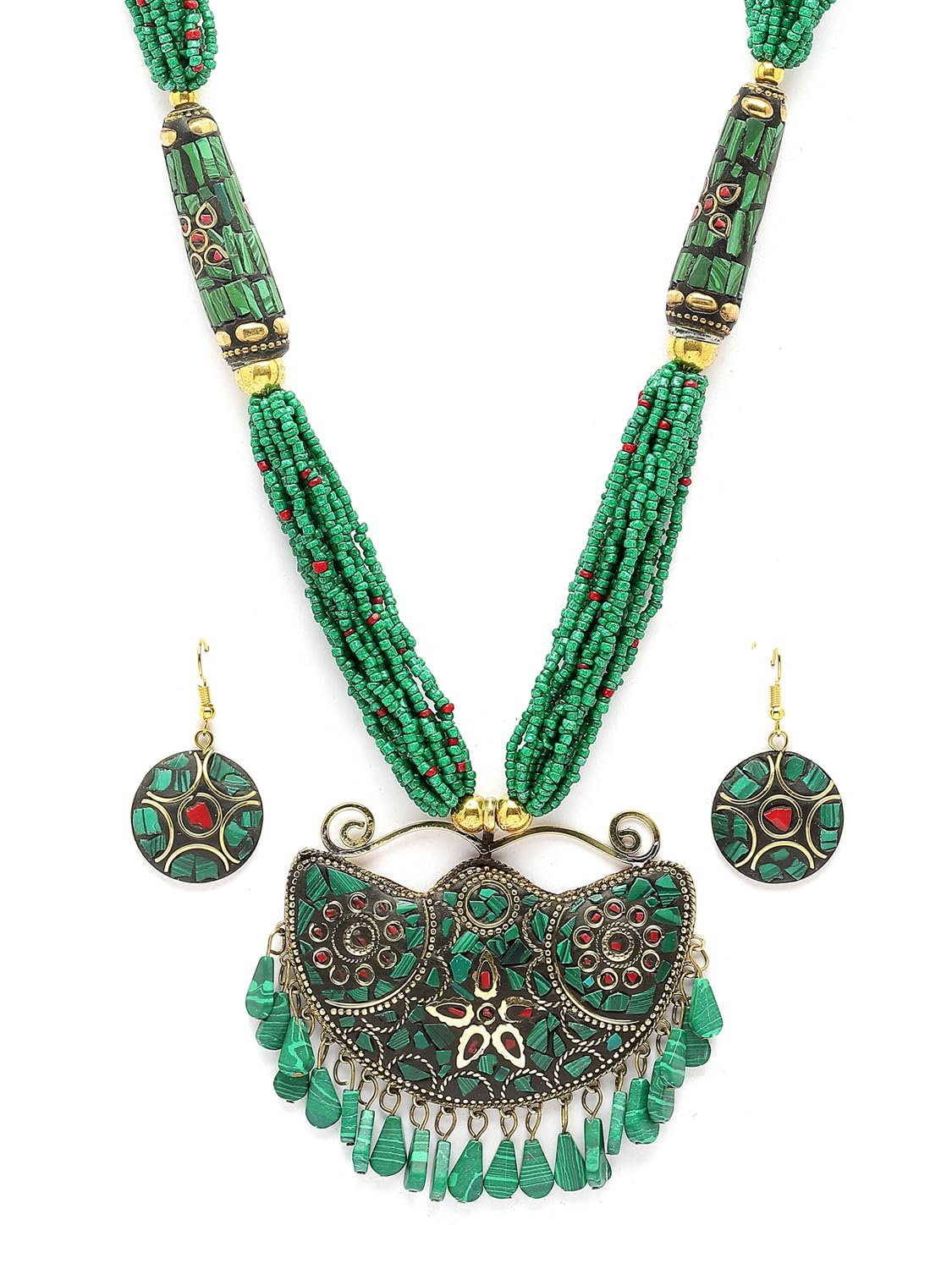 Royal Ethnic | Women's Tibetan Pendant Necklace Set | Traditional Oxidised Finish | Stylish Ethnic Jewellery | Festive - Royal Ethnic