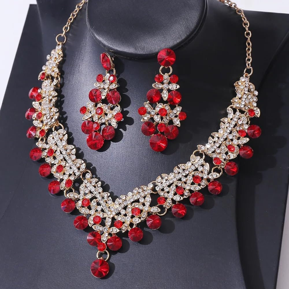 Royal Ethnic | Women's Crystal Diamond Necklace Set | Stylish Wedding Jewellery | Silver Plated | Party Wear | Elegant - Royal Ethnic