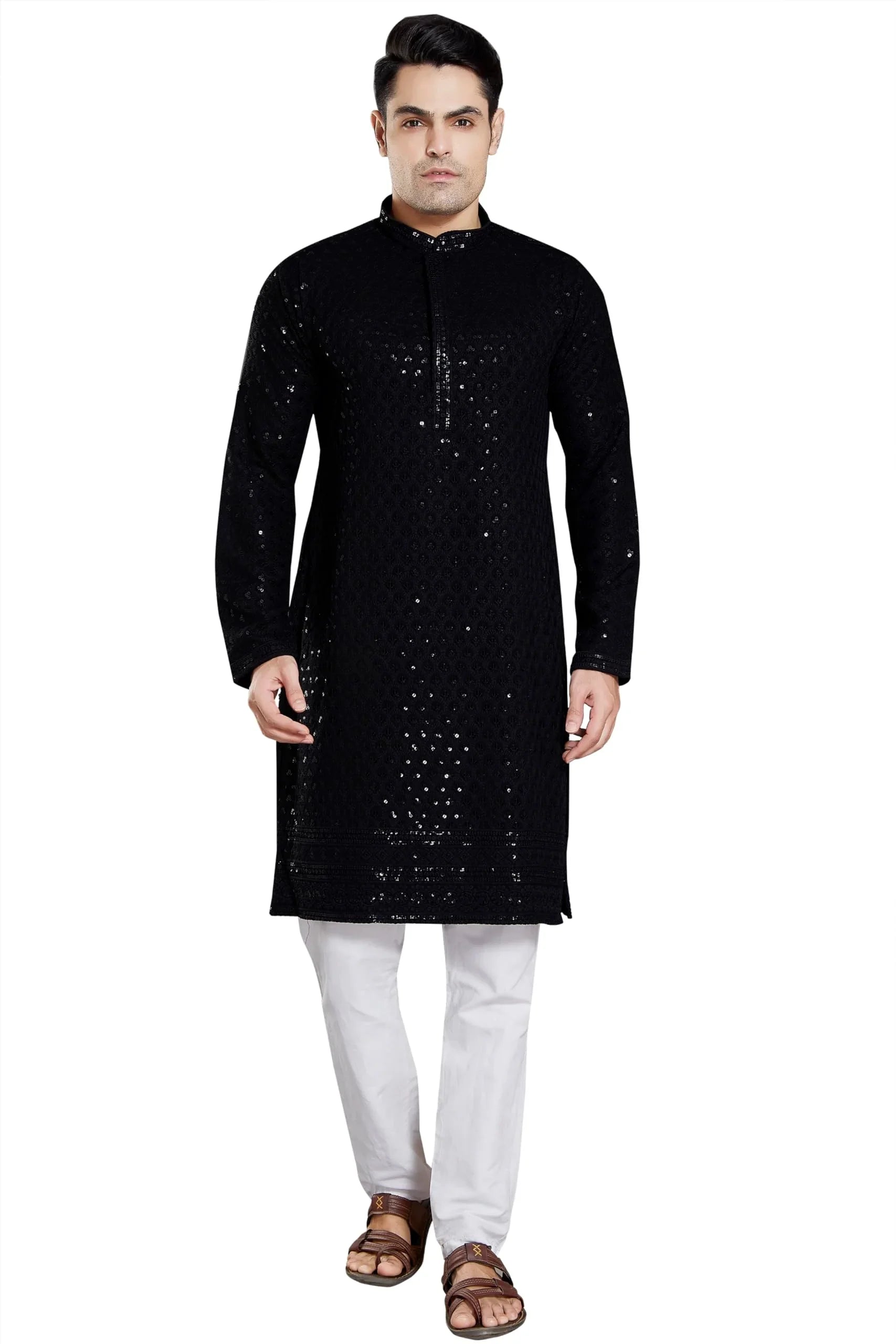 Royal Ethnic Men's Stylish Embroidered Cotton Kurta Pyjama Set | Exclusive Elegant Party Wear Outfit - Royal Ethnic