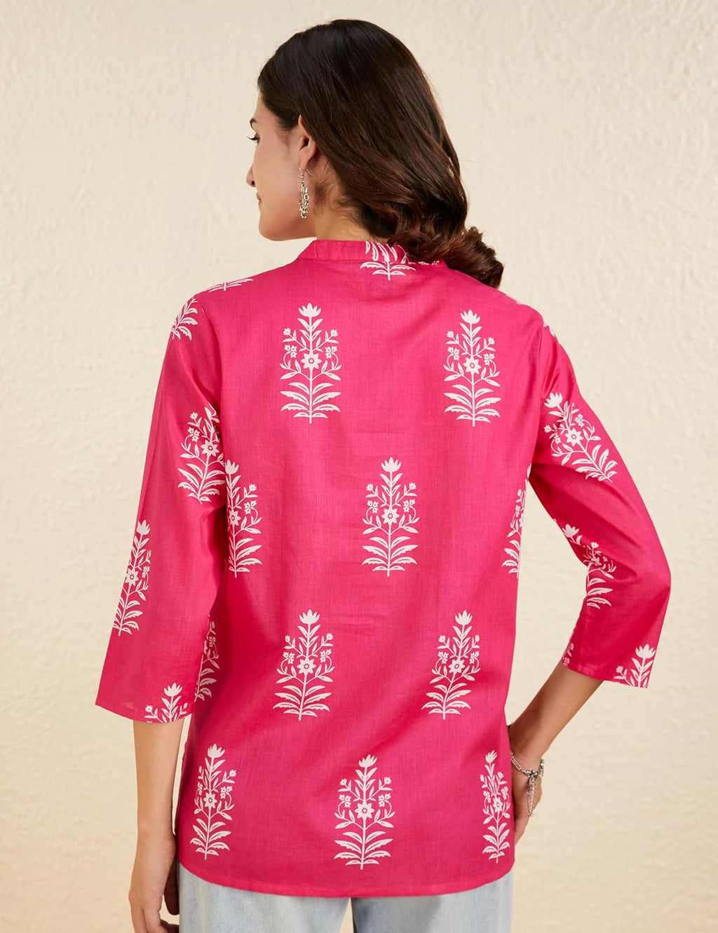 Amazon Brand - Myx Women's Cotton Printed A-line Short Kurti | Available in Plus Size