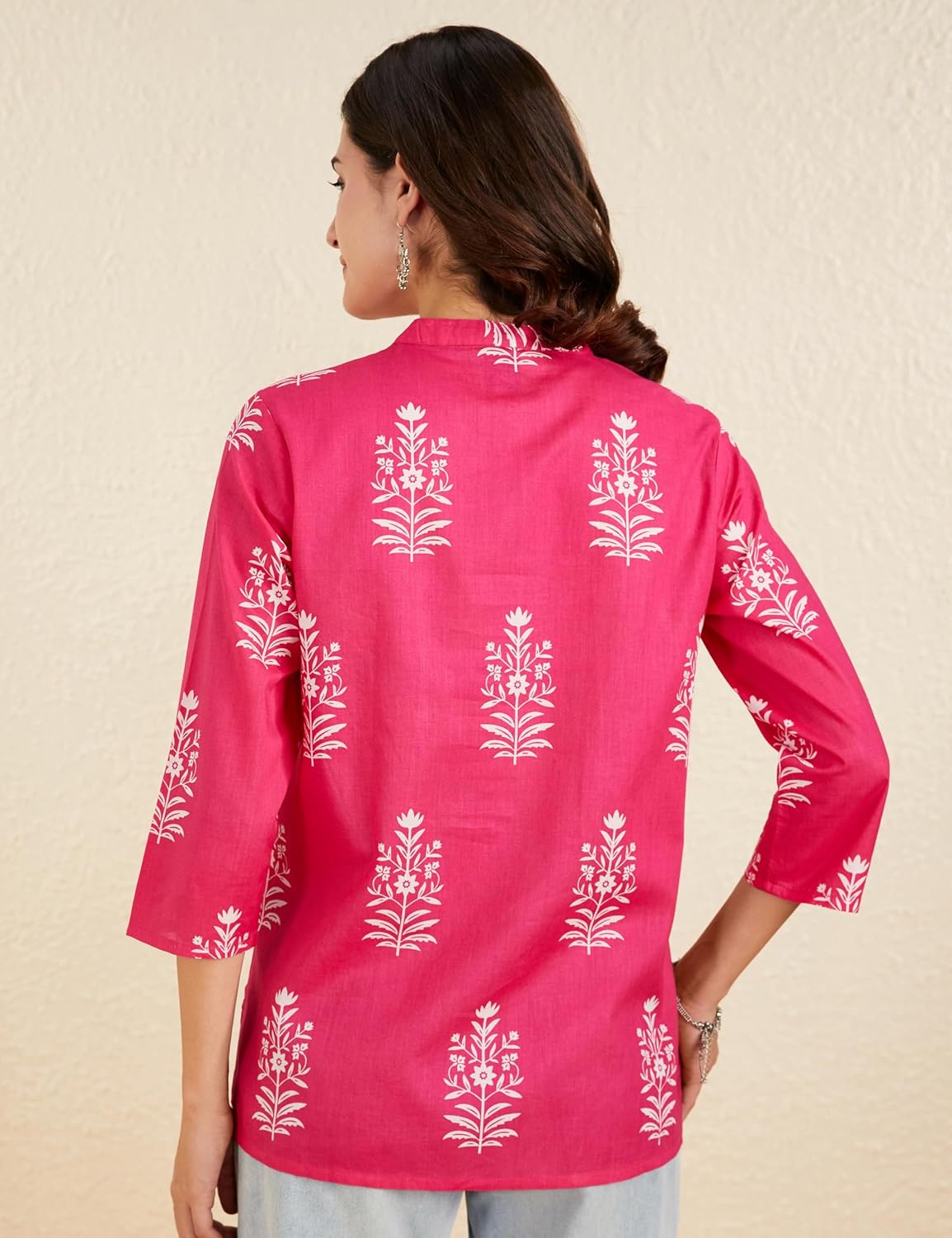 Amazon Brand - Myx Women's Cotton Printed A-line Short Kurti | Available in Plus Size