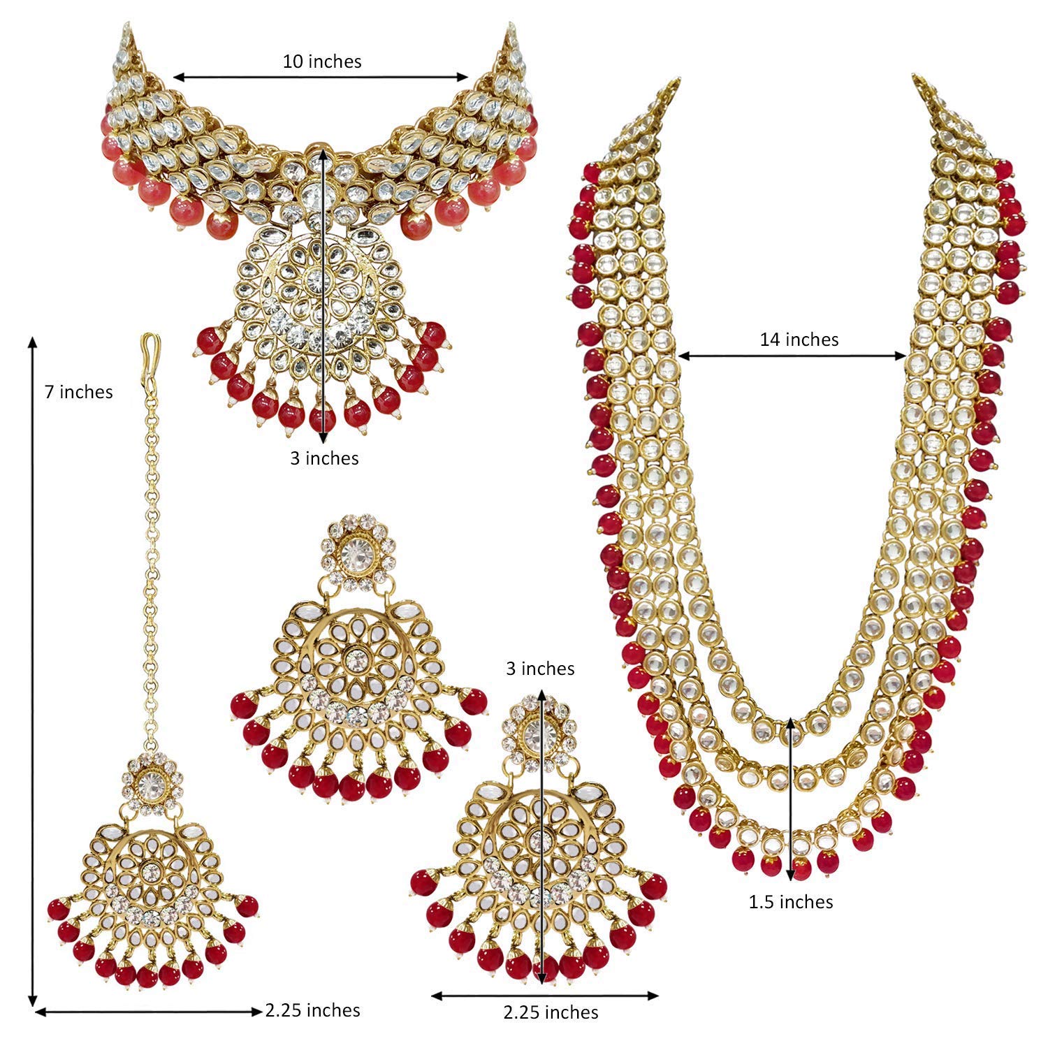 Royal Ethnic Traditional 18K Gold Plated Kundan & Pearl Studded Bridal Choker Necklace Set with Earrings & Maang Tikka - Royal Ethnic