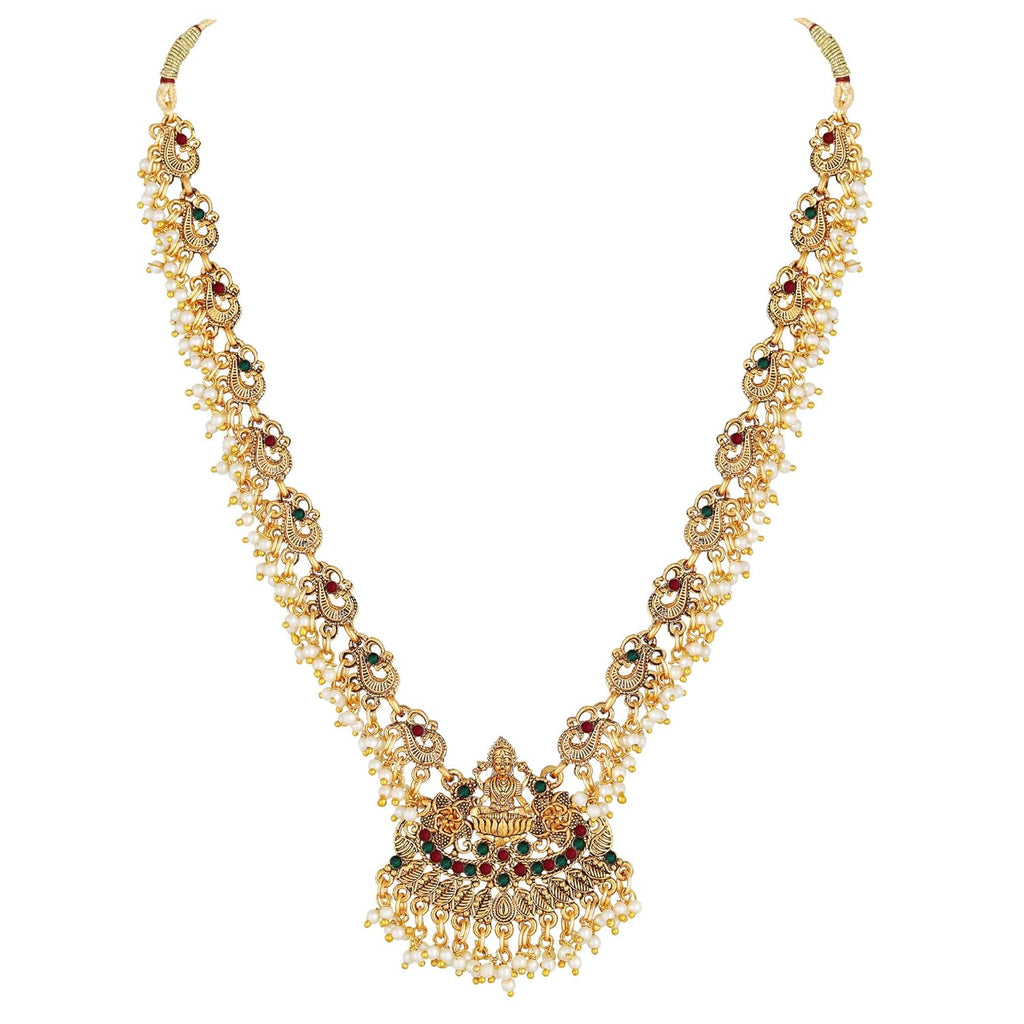 Royal Ethnic | Women's Pearl Choker Temple Necklace Set | 22k Gold Plated | Traditional Festive Wear | Wedding Style - Royal Ethnic