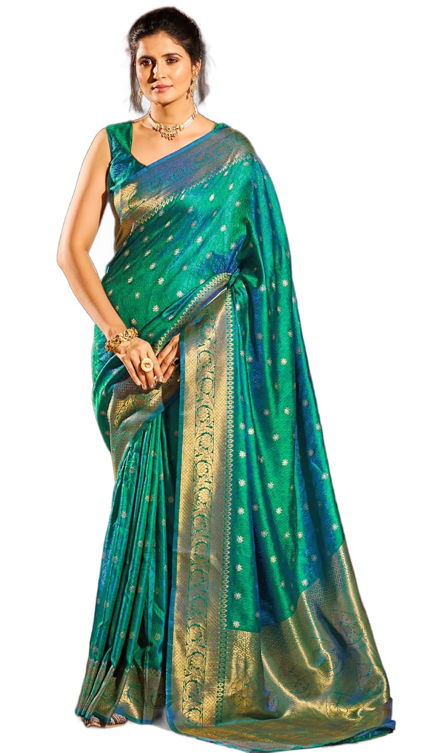 Royal Ethnic Womens Kanjivaram Banarasi Silk Saree Patola Saree with Unstitched Blouse Piece | Elegant Wear - Royal Ethnic